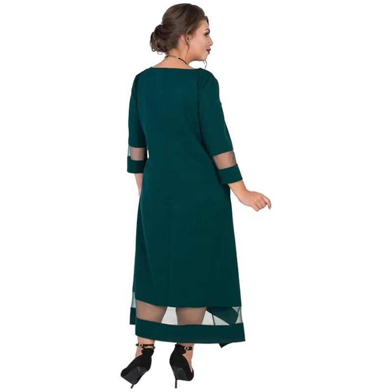 Elegant Winter Mesh Evening Party Maxi Dress