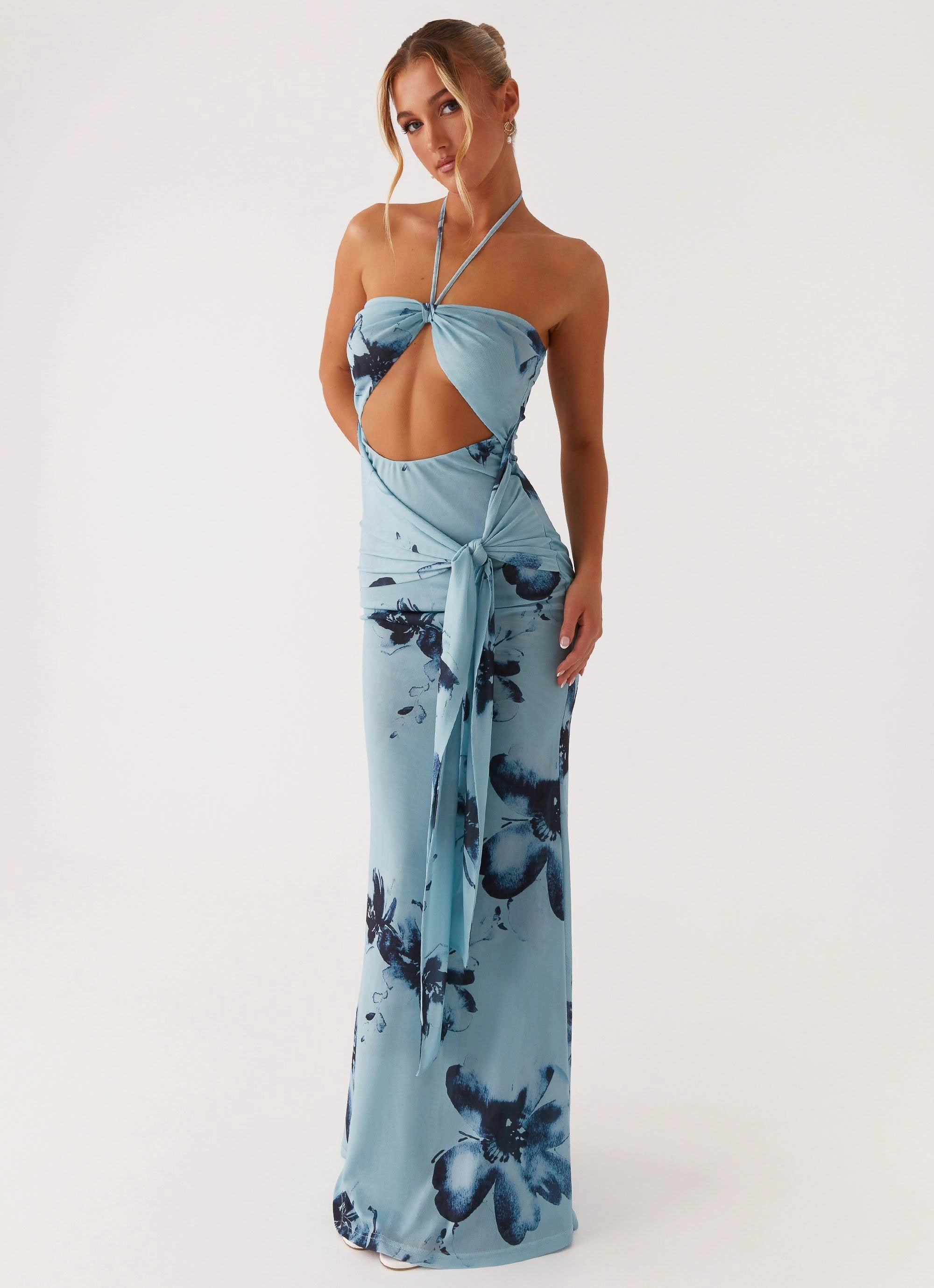 Graceful Ease Antonia Maxi Dress - Black Blue Floral