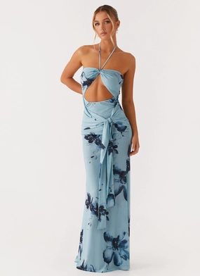 Elegant and Relaxed Antonia Maxi Dress - Black Blue Floral Antonia Maxi Dress - Black Blue Floral Chill Wear Resort Ready