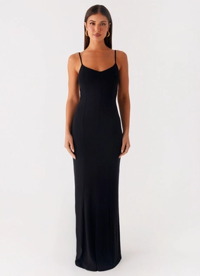 Dreamy Drape Layered Wear Serene Escape Maxi Dress - Black