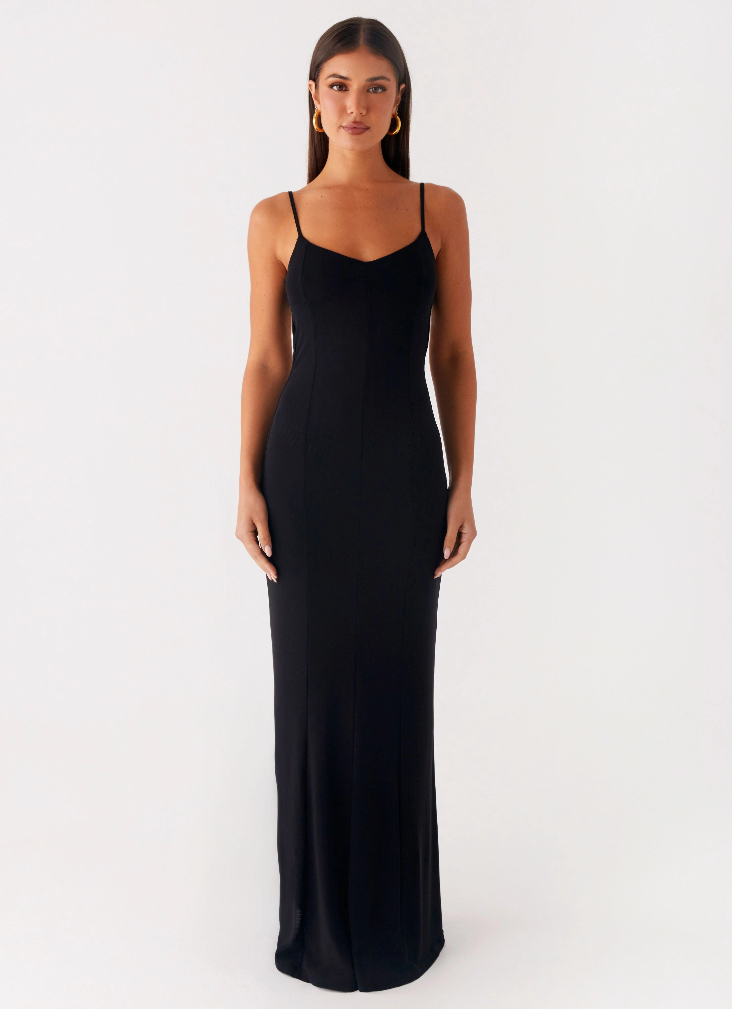 Dreamy Drape Layered Wear Serene Escape Maxi Dress - Black