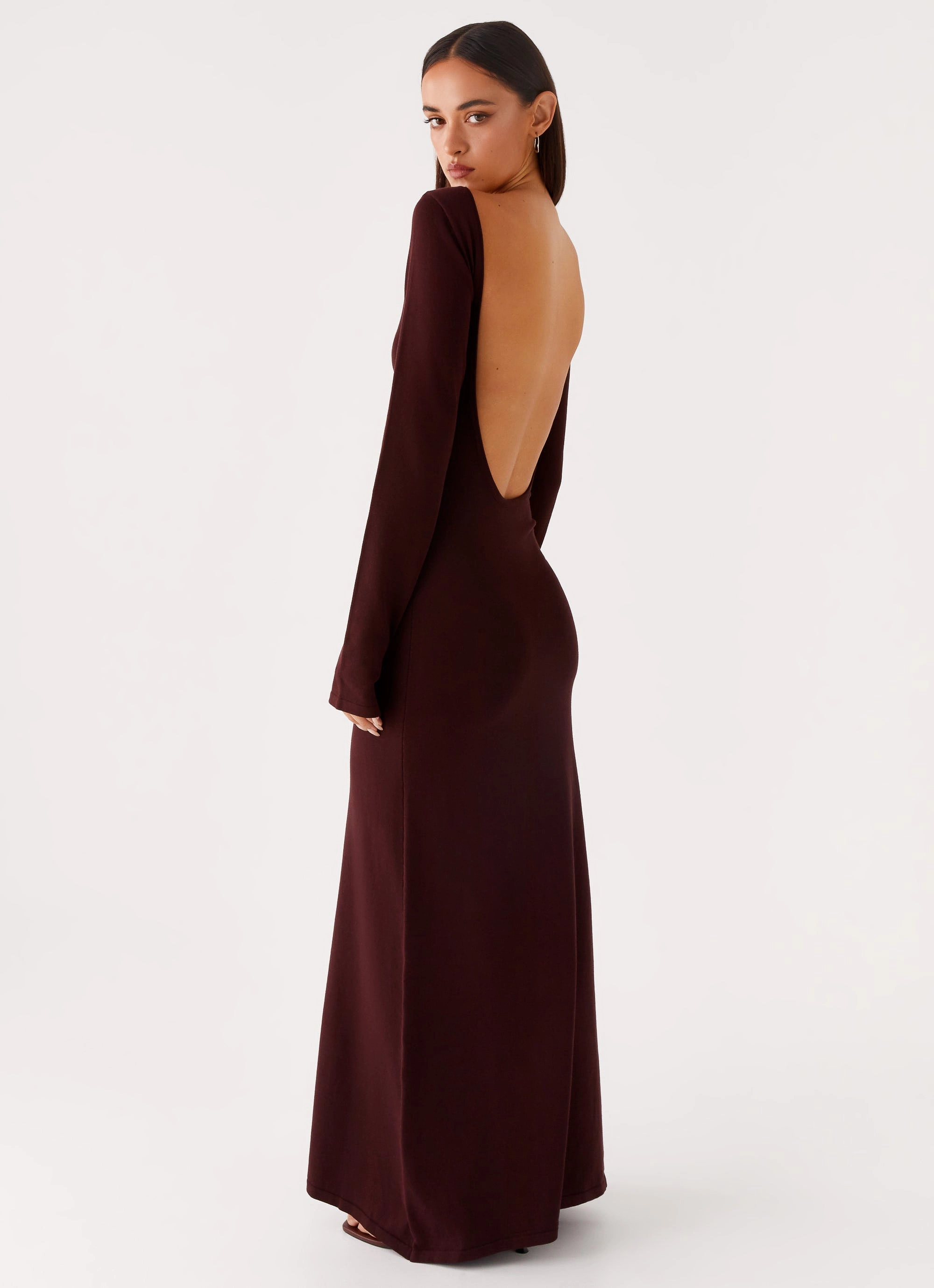Mood Casual Adora Long Sleeve Knit Maxi Dress - Chocolate