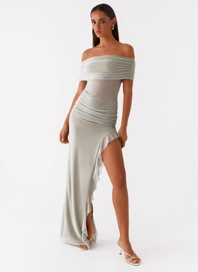 elegant design Nelly Off Shoulder Maxi Dress - Pistachio Nelly Off Shoulder Maxi Dress - Pistachio Pleated design Casual Days