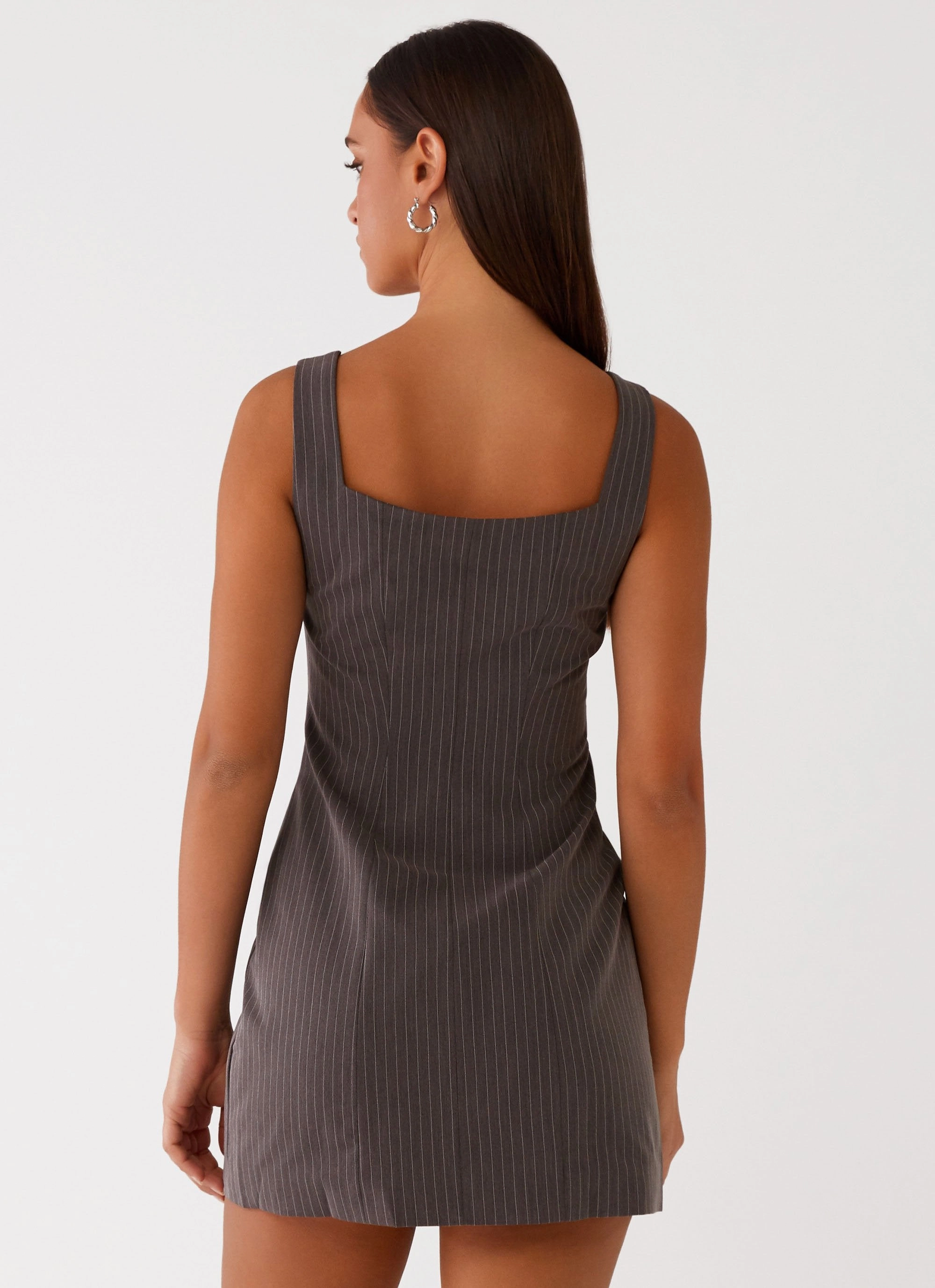 Westwood Mini Dress - Grey Pinstripe Pure Lines
