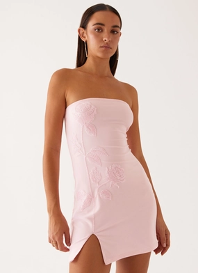 Flattering and Chic Comfortable Look Enora Beaded Mini Dress - Baby Pink