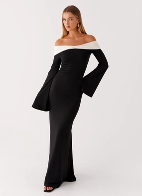 Hits Different Long Sleeve Maxi Dress - Black Sophisticated Vibe