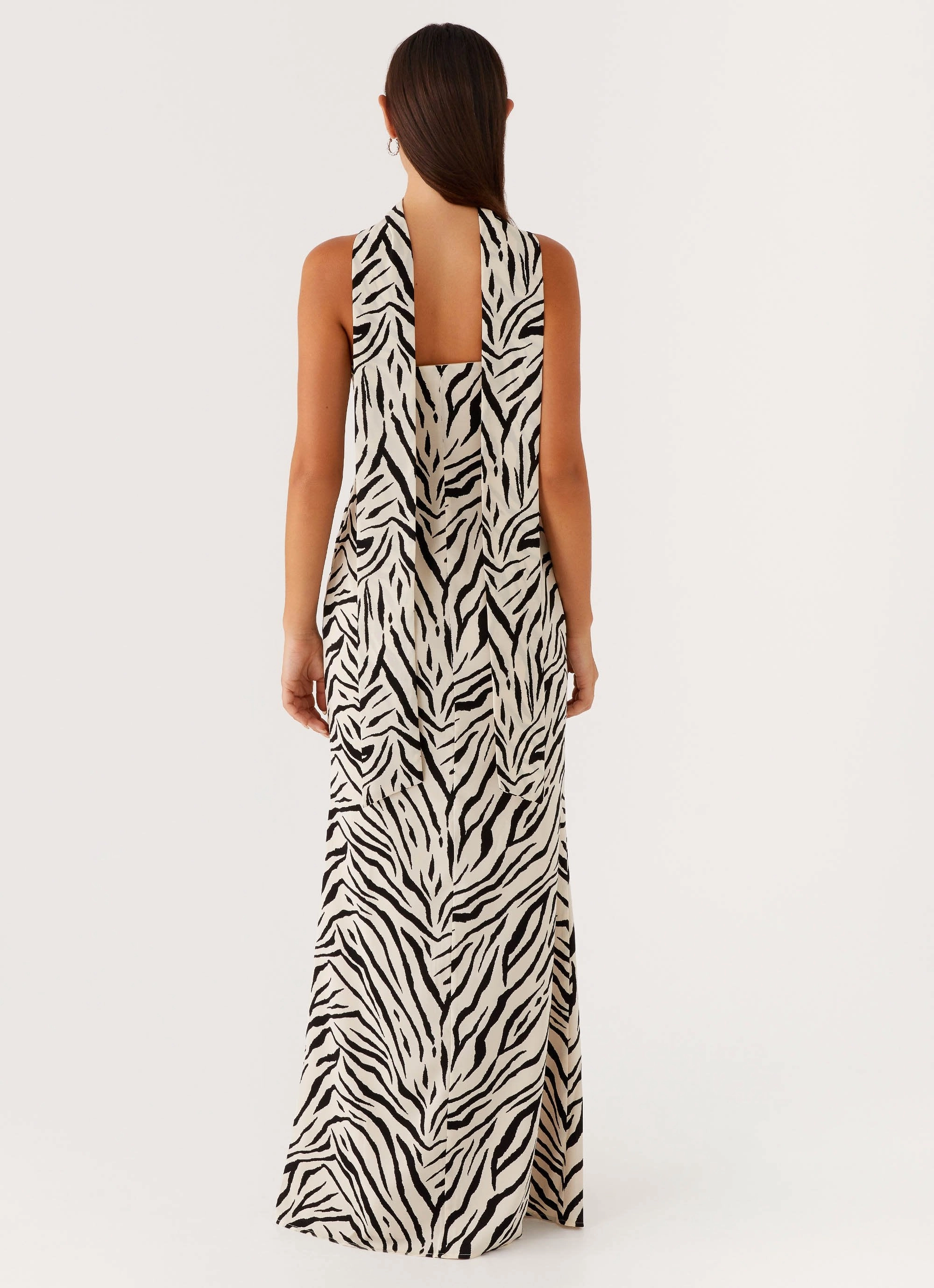 Self Power Jigsaw Strapless Maxi Dress - Zebra