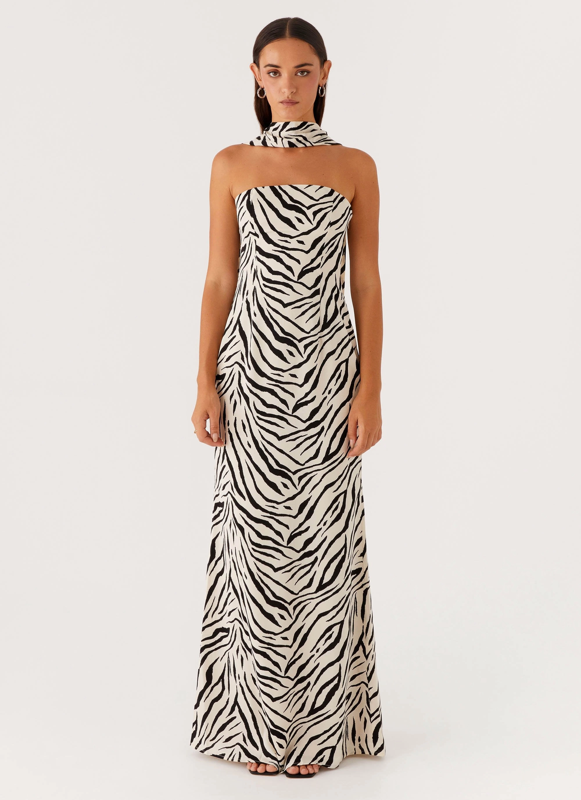 Non-Pilling All Inclusive Jigsaw Strapless Maxi Dress - Zebra
