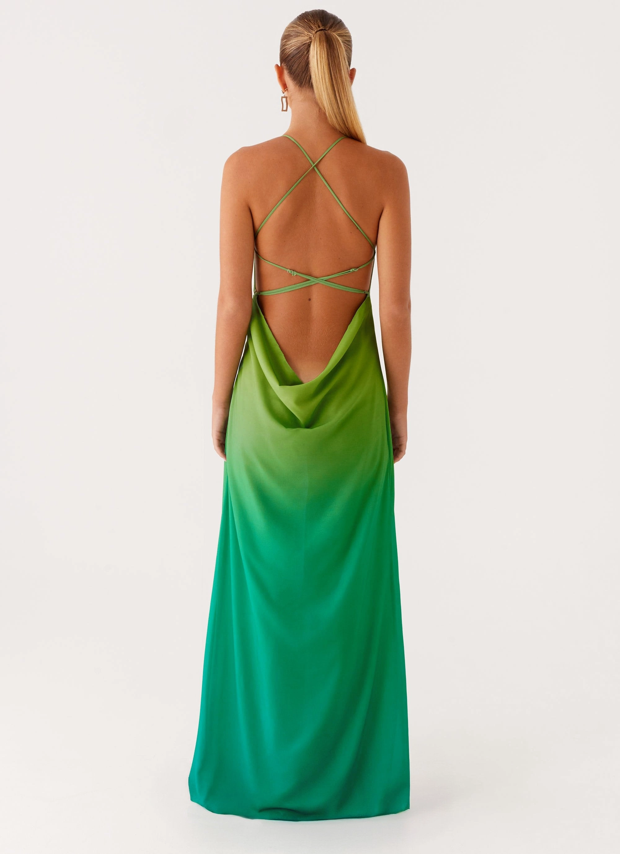 Adjustable-Straps Mid Fit Opposites Attract Maxi Dress - Green Ombre