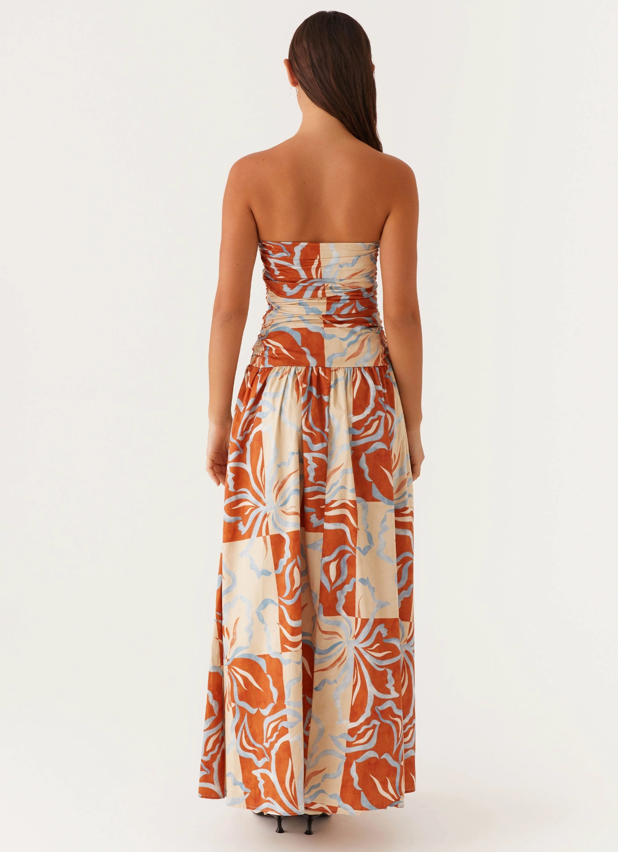 Perfect Fit Look Modern Appearance Carmel Maxi Dress - Orange Blue Floral