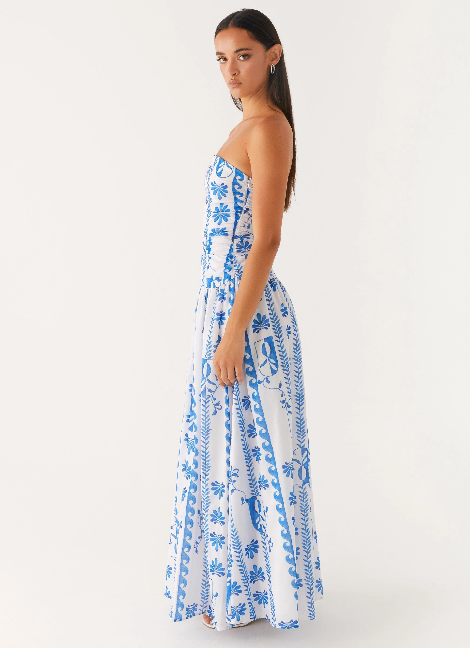 Minimal Curve Carmel Maxi Dress - Floral Wave