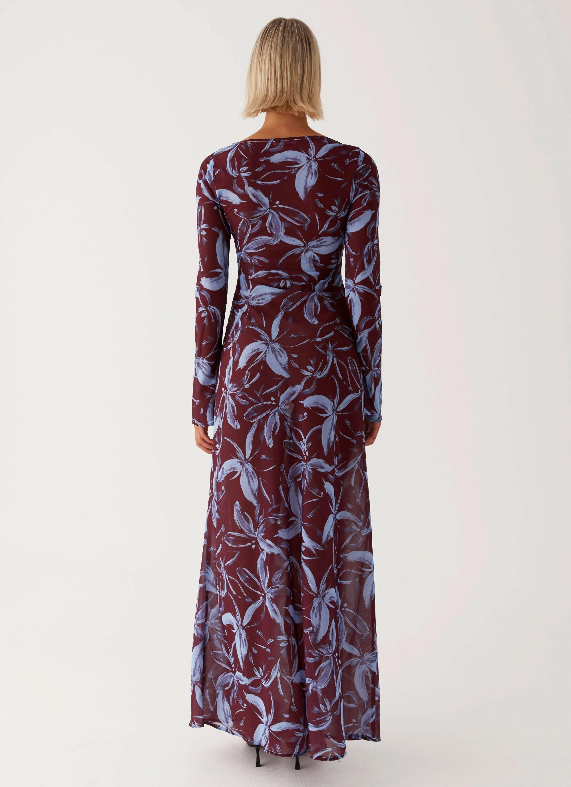 Lorde Maxi Dress - Brown Purple Floral Flare Breeze