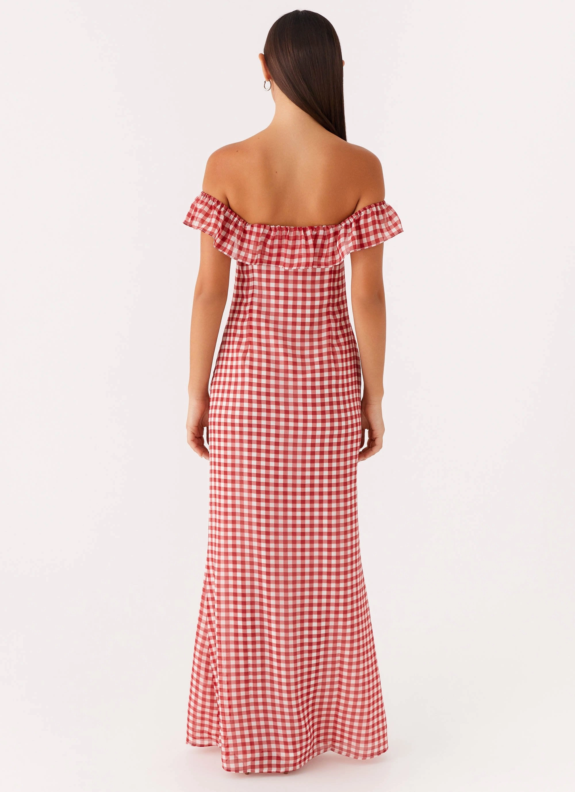 travel mode TemperatureRegulatingFabric Scarlet Cherry Maxi Dress - Red Gingham