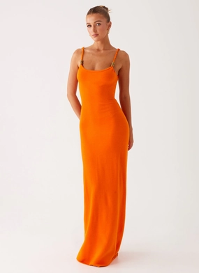 Elaina Knit Maxi Dress - Orange Effortless Look
