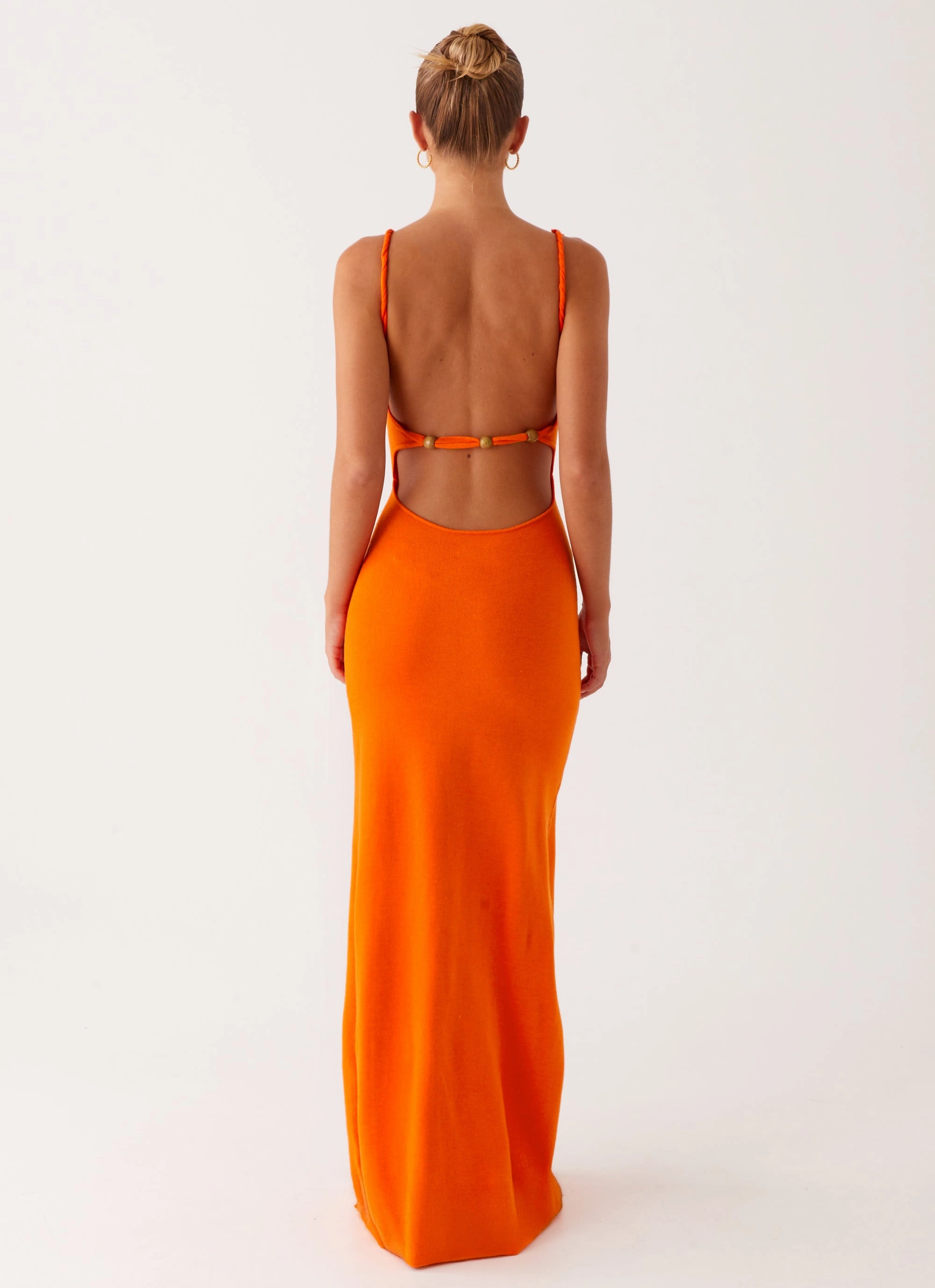 Elaina Knit Maxi Dress - Orange Easy Layering