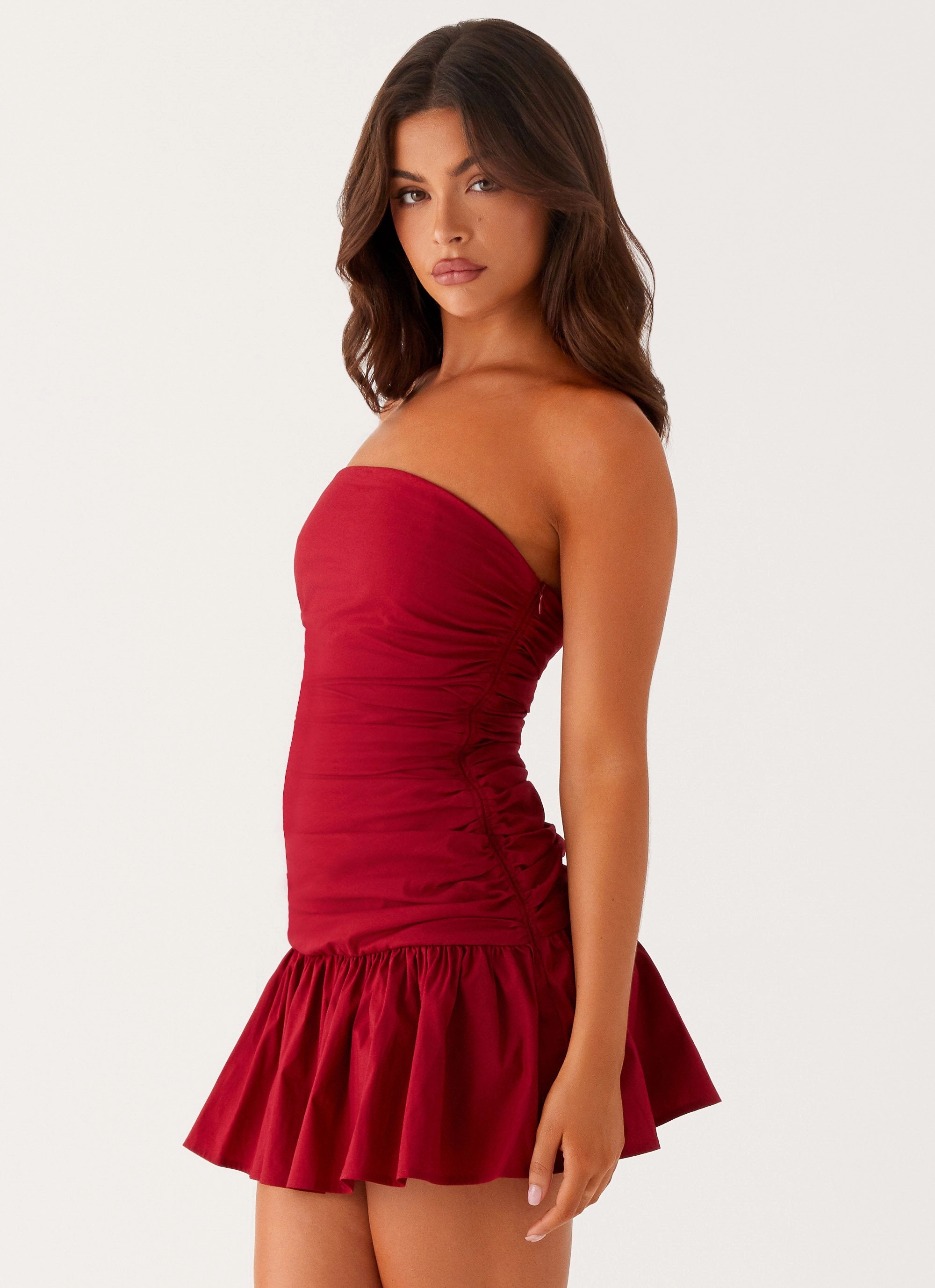 Carmel Mini Dress - Merlot Indoor Event Modern Silhouette