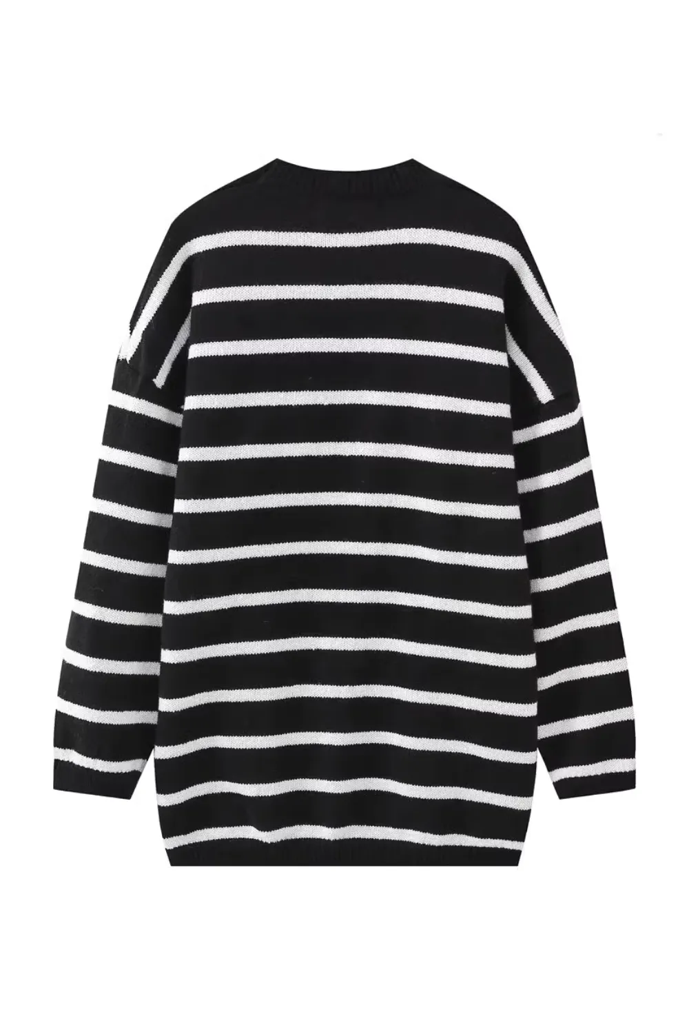 'Elena' Striped Round Neck Knitted Sweater Dress (2 Colors)