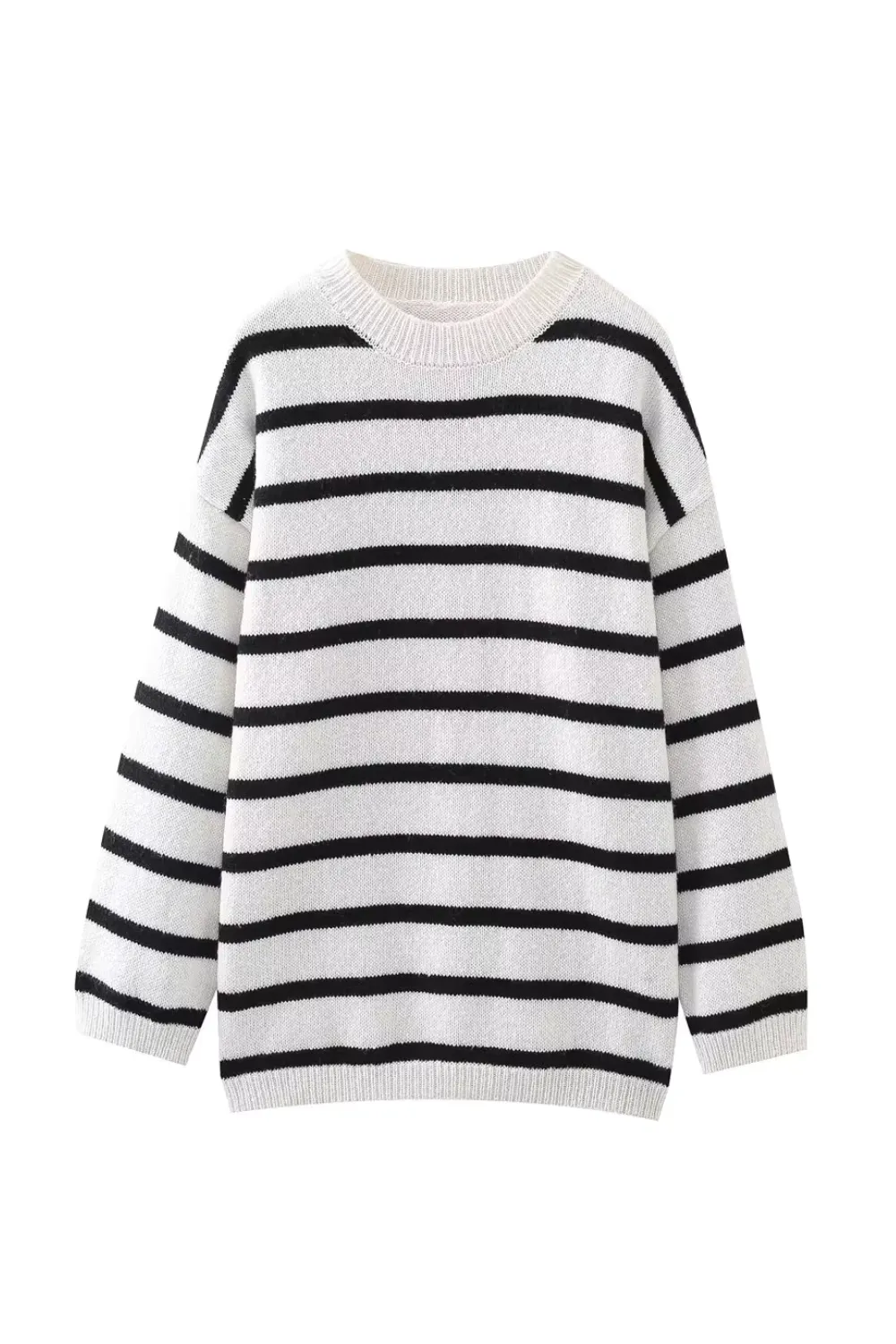 'Elena' Striped Round Neck Knitted Sweater Dress (2 Colors)
