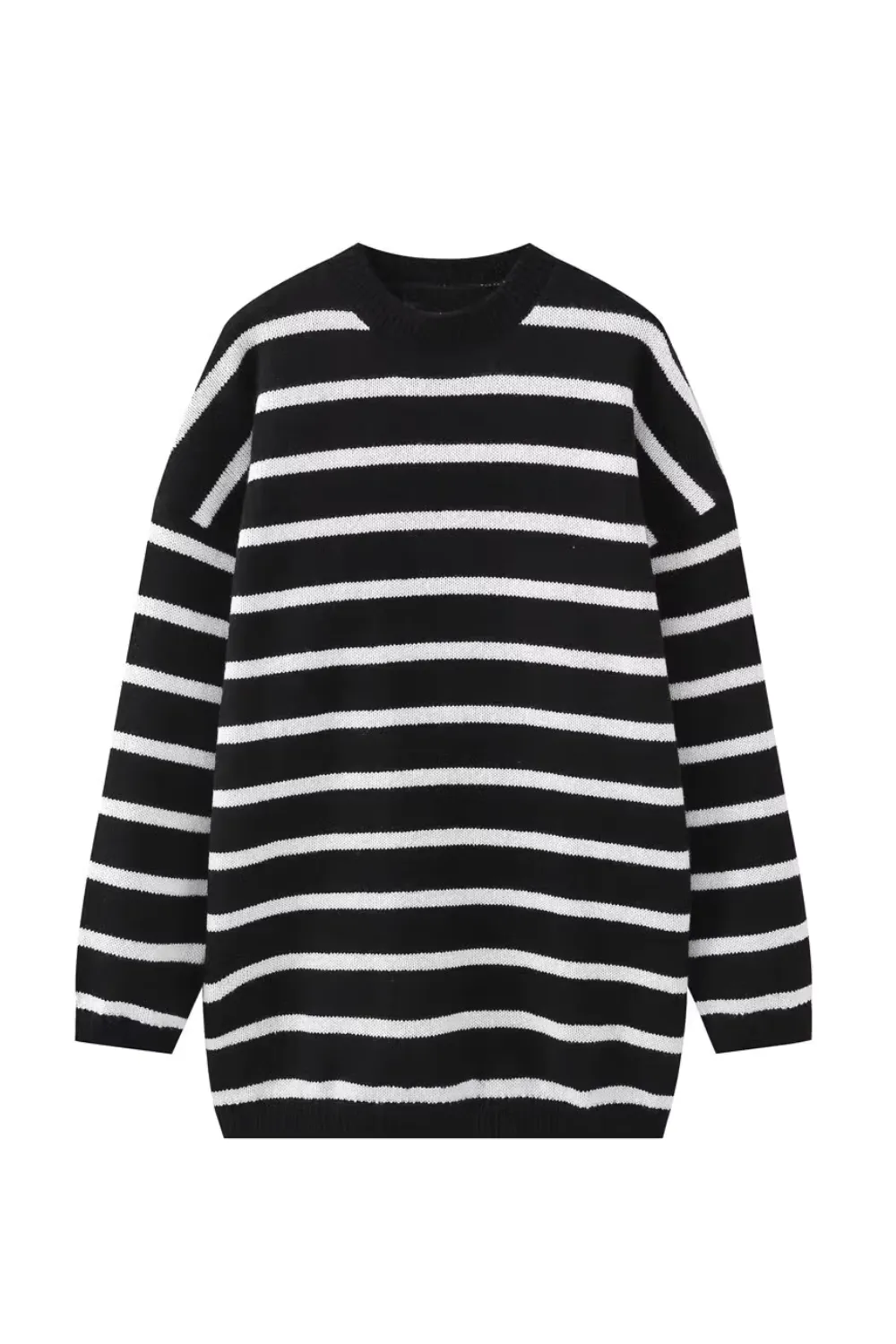'Elena' Striped Round Neck Knitted Sweater Dress (2 Colors)