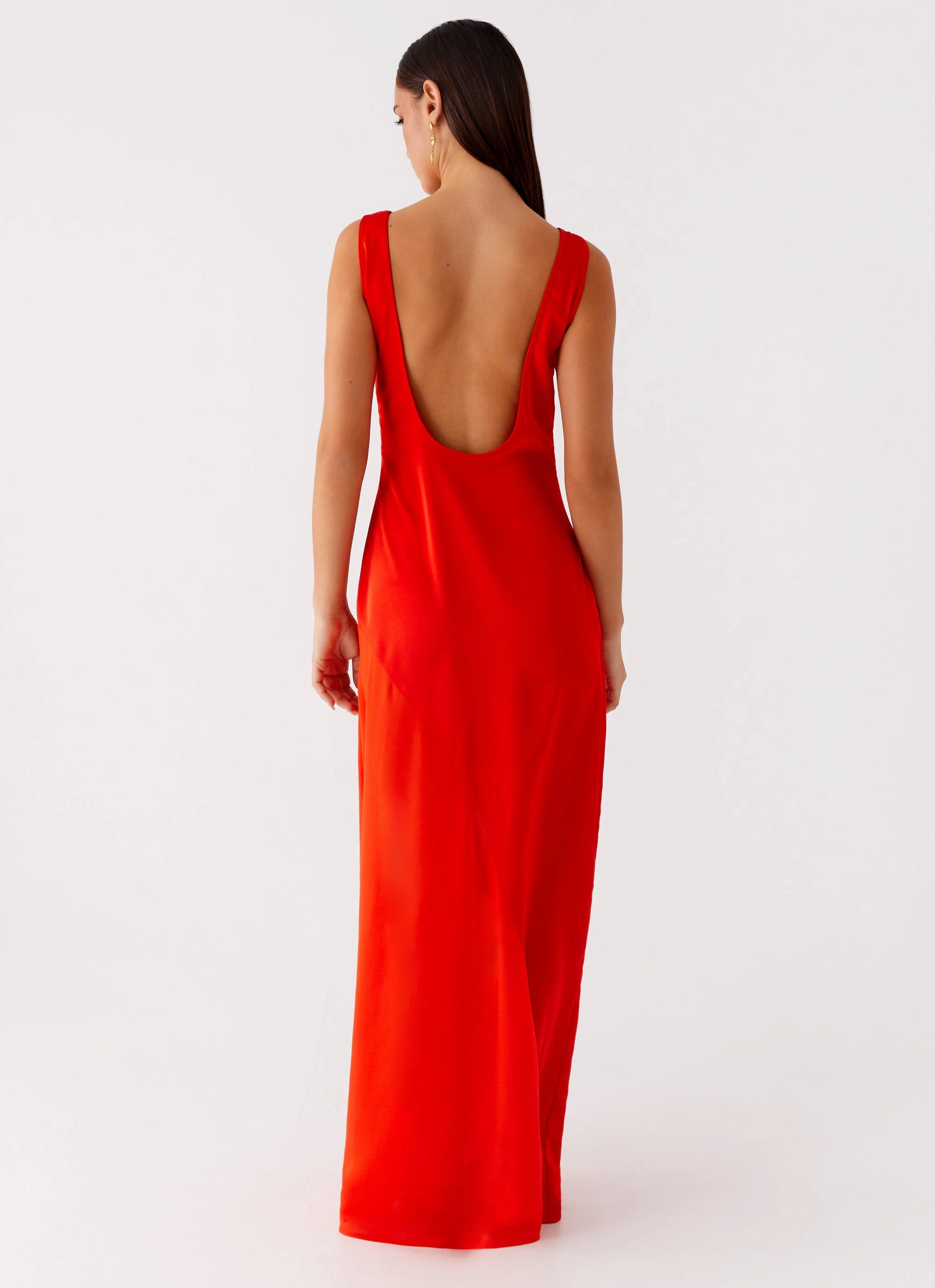 Beaded-Sleeve Smooth Curve Ramiro Maxi Dress - Red