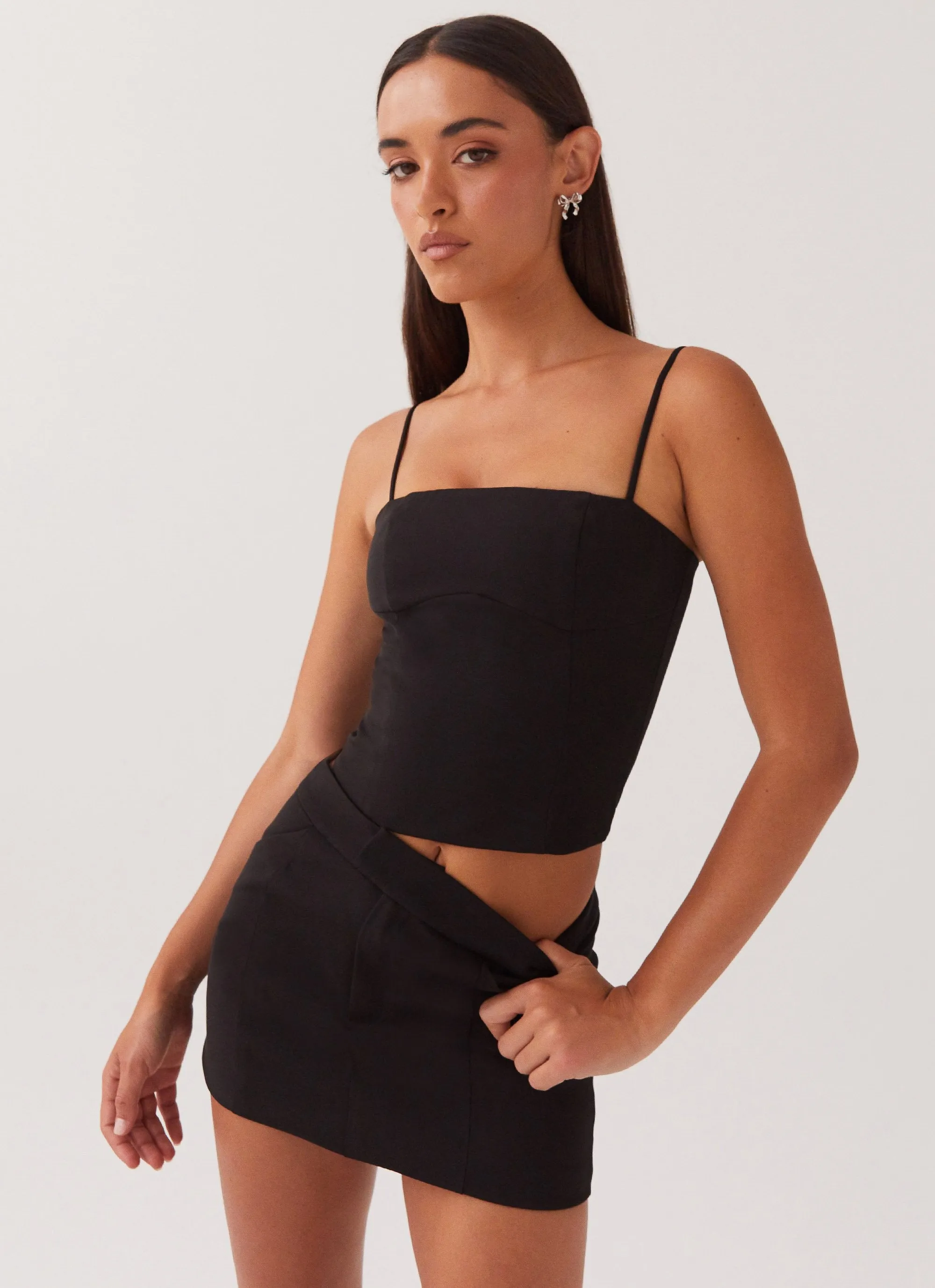 Removable Belt Eliana Suit Mini Skirt - Black