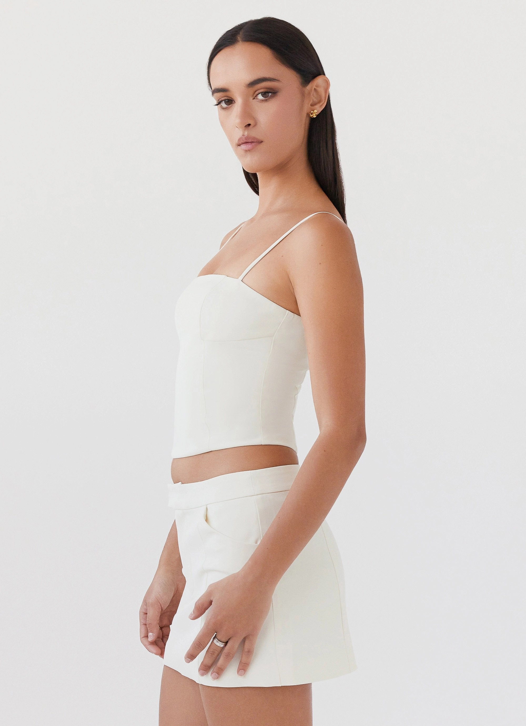 Eliana Crop Top - Ivory UV protection coating Cozy Knit