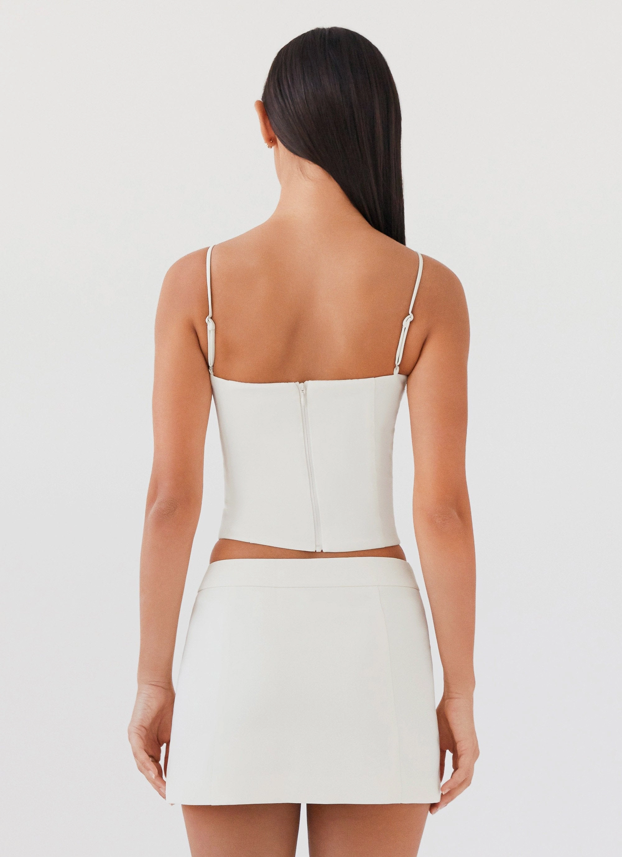 Eliana Crop Top - Ivory Adjustable Hem Cuff Temperature Regulating Textile