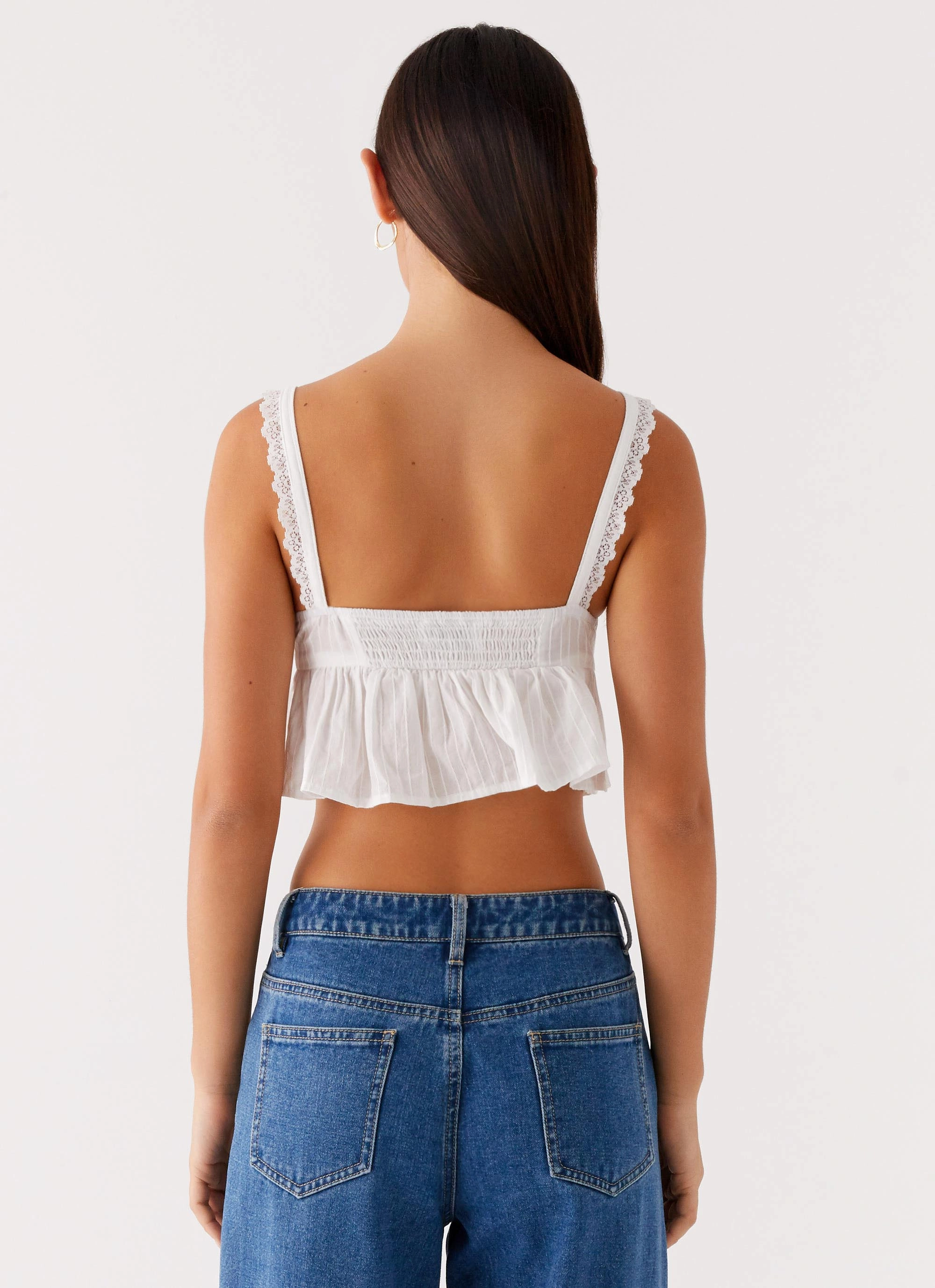 Elliana Cami Top - White LowMaintenanceFabric HighDurabilityWeave