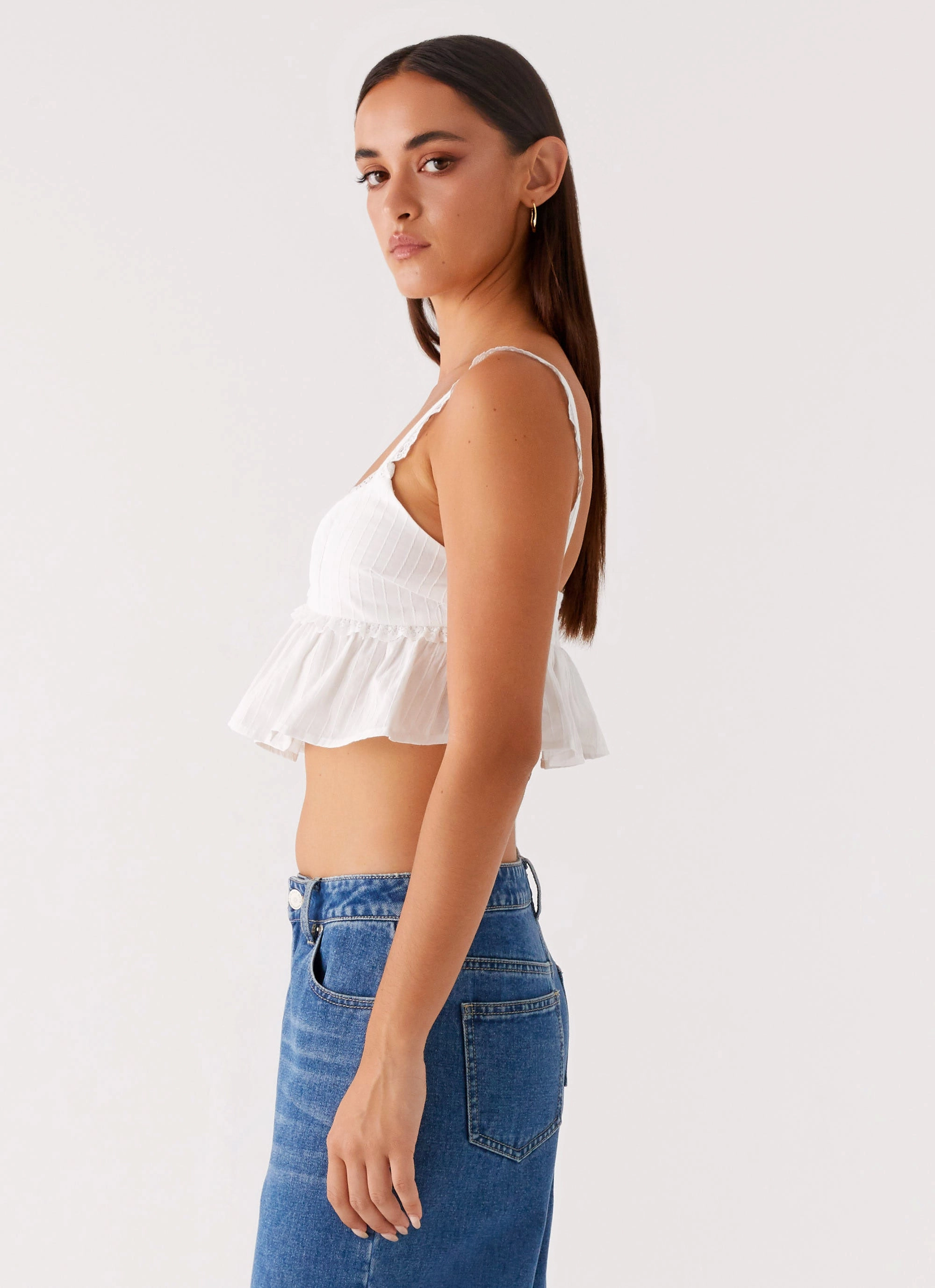 Weighted Hem Design Elliana Cami Top - White
