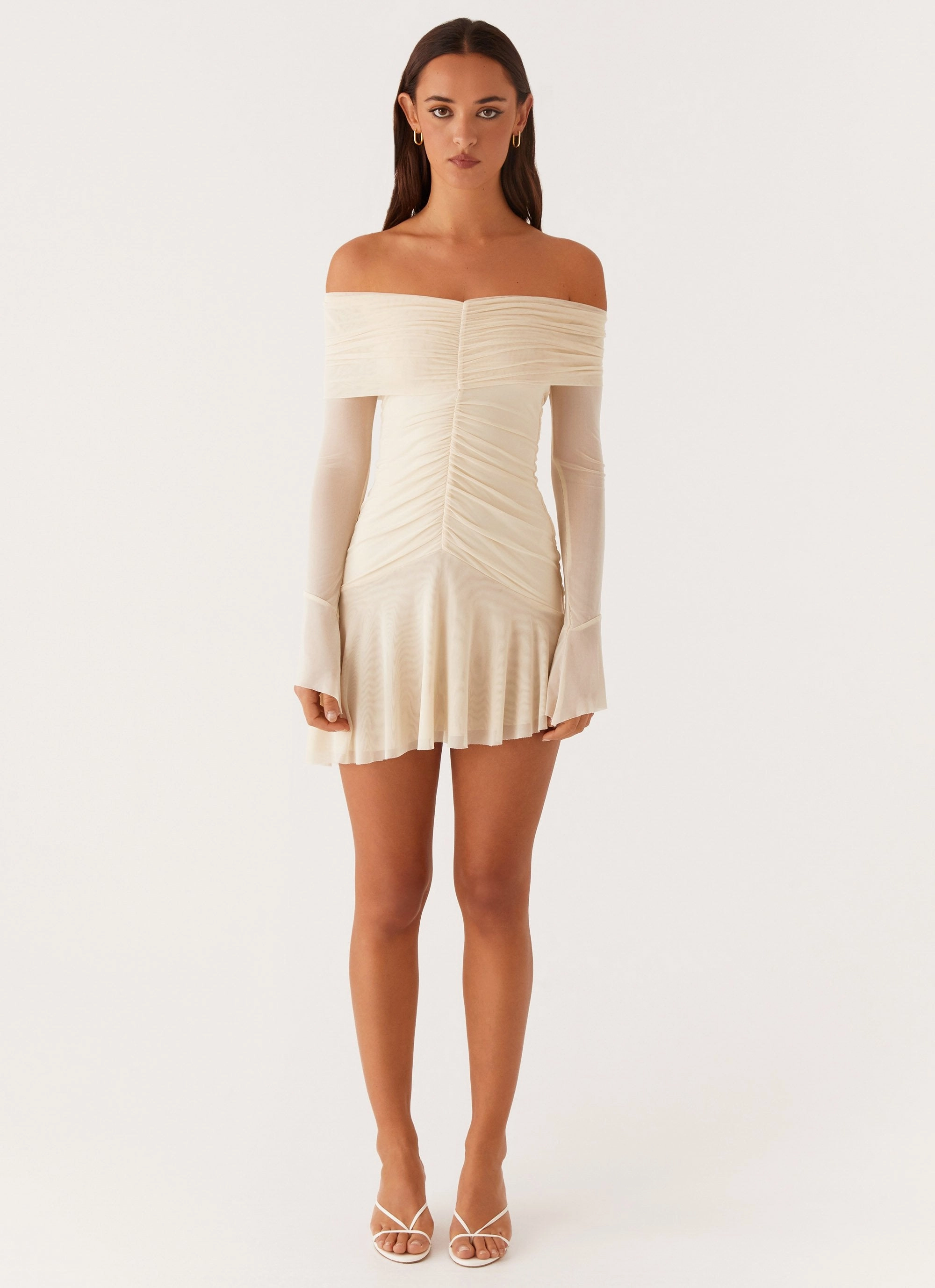 Ellis Ruched Mini Dress - Pastel Yellow Smart Fashion Scandi Clean