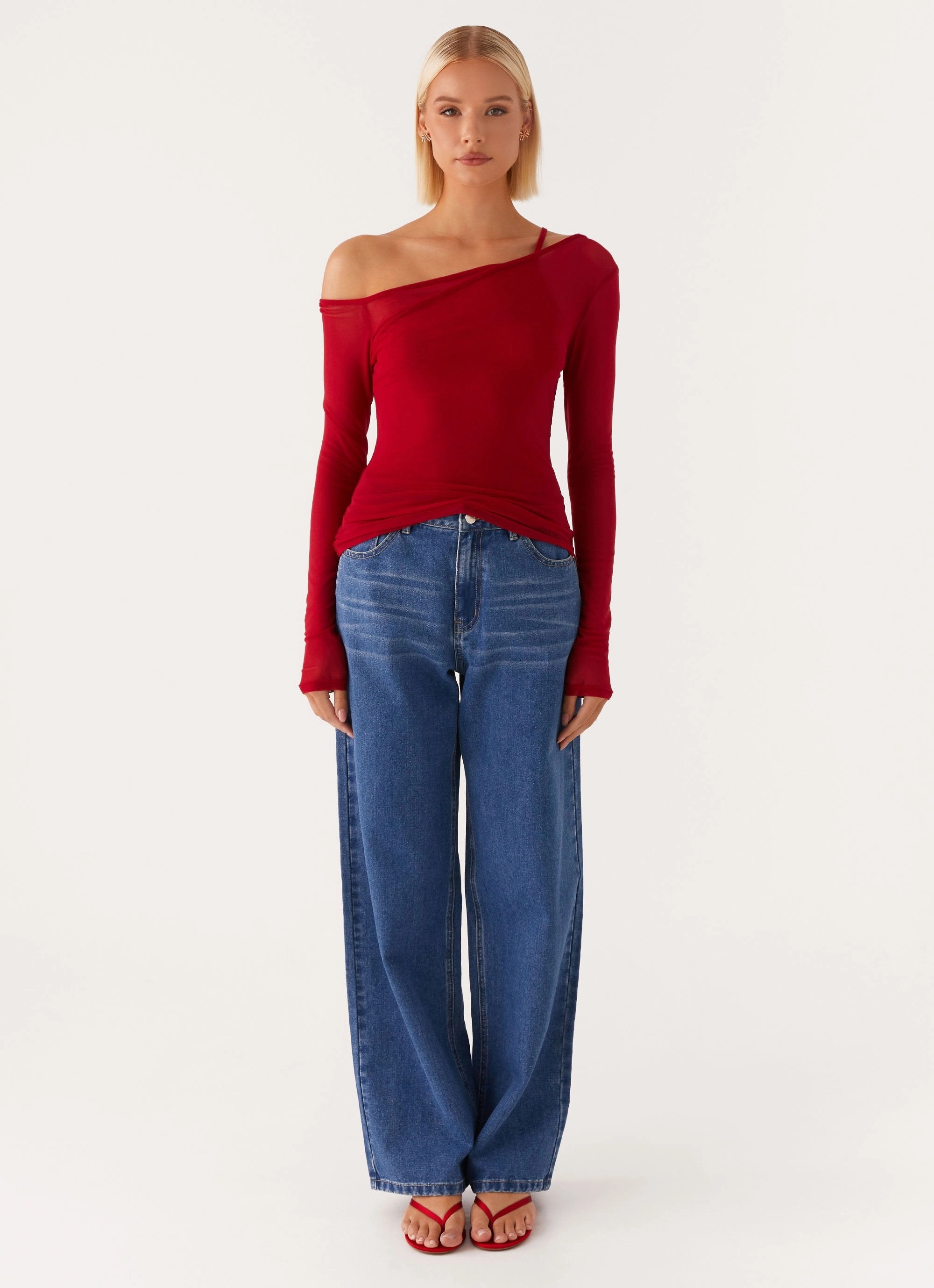 Elodie Top - Red AllSeason Wearability Reversible design