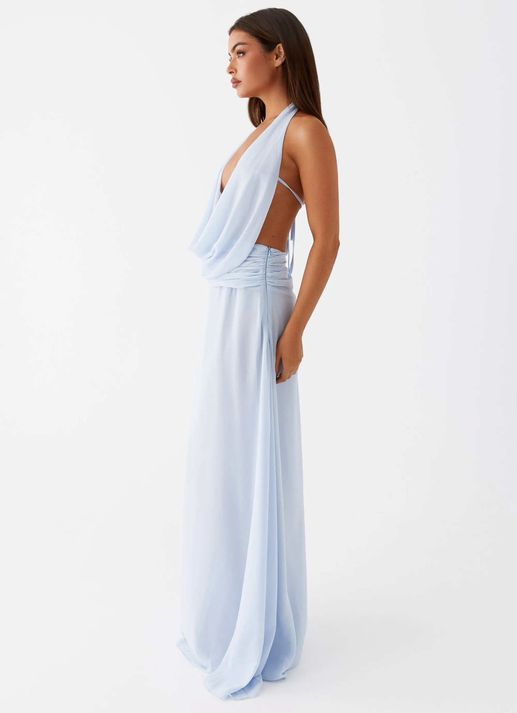 Preppy Vibe Unisex Choice Elysia Chiffon Maxi Dress - Baby Blue