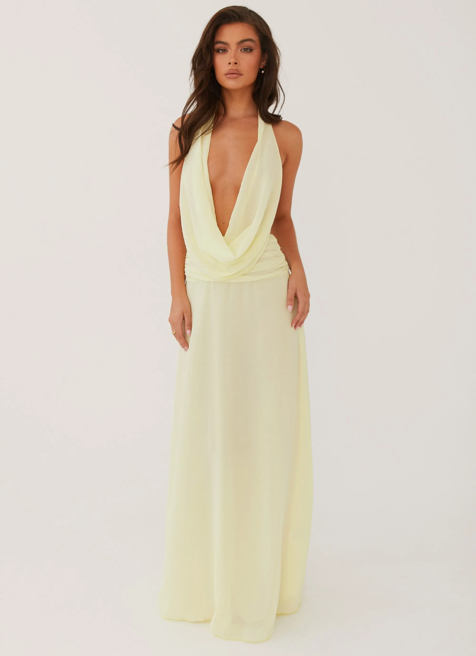 Eco-Friendly Choice Elysia Chiffon Maxi Dress - Lemon