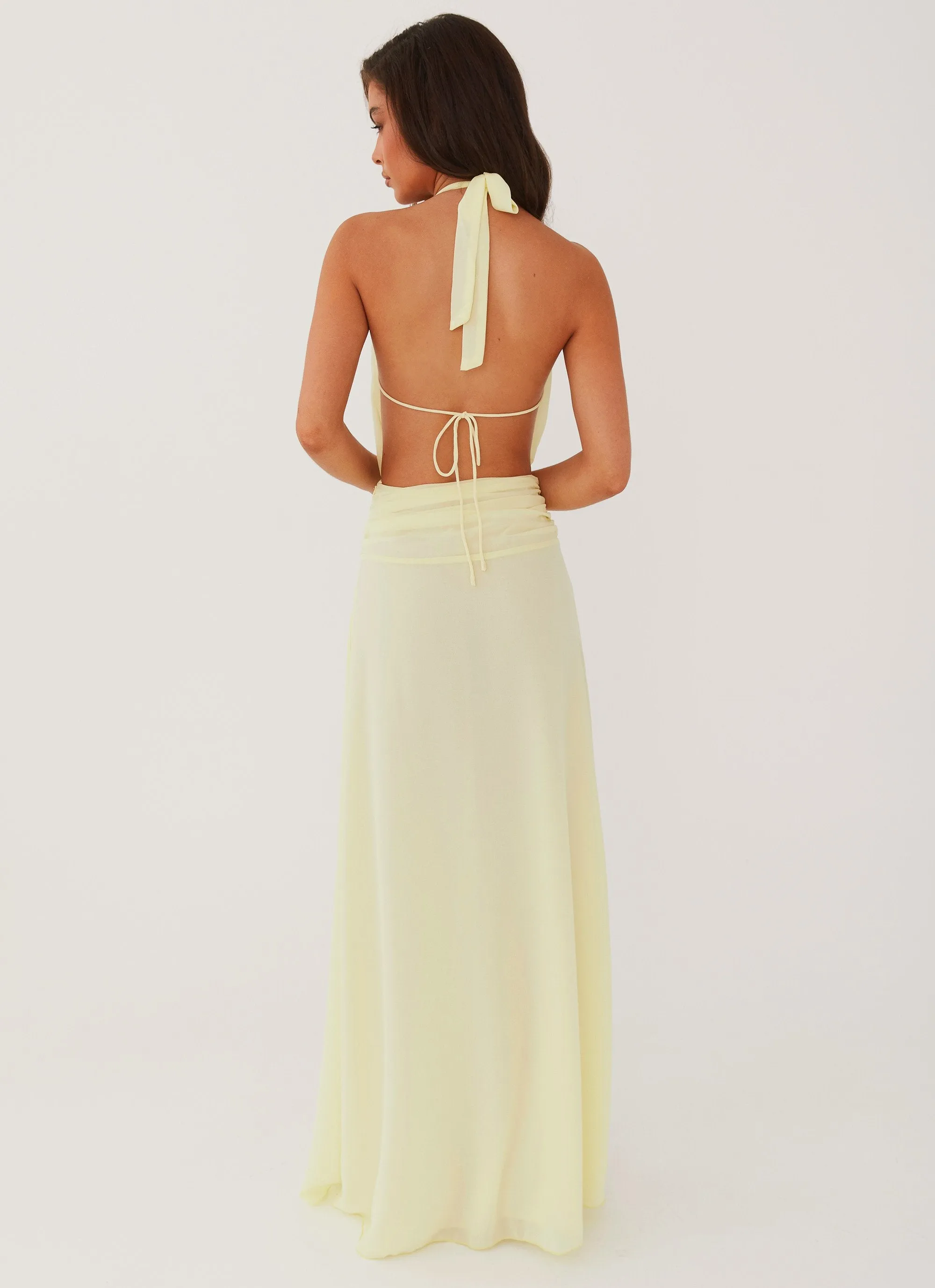 Streamlined Design Elysia Chiffon Maxi Dress - Lemon
