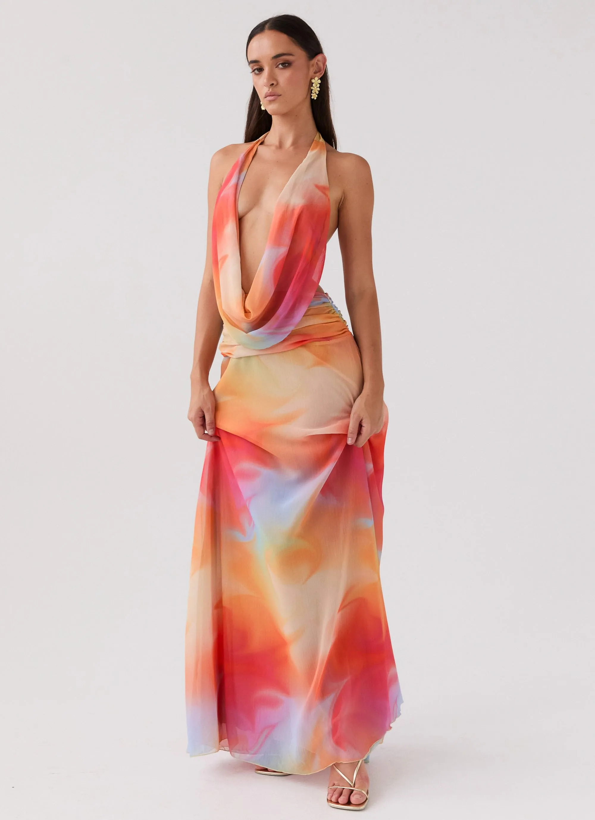 Standalone Option Relaxed Style Elysia Chiffon Maxi Dress - Rainbow