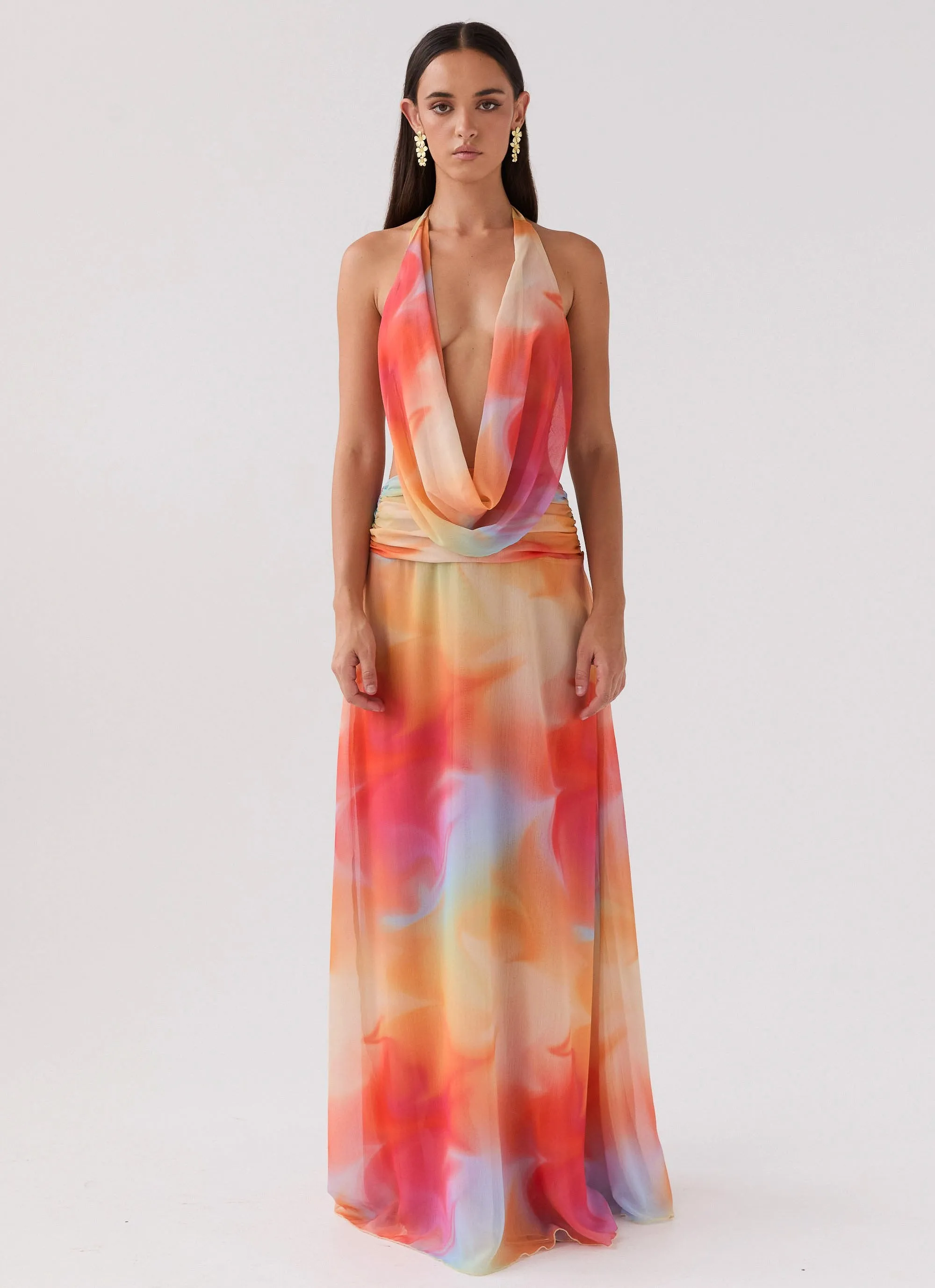Tall friendly Elysia Chiffon Maxi Dress - Rainbow