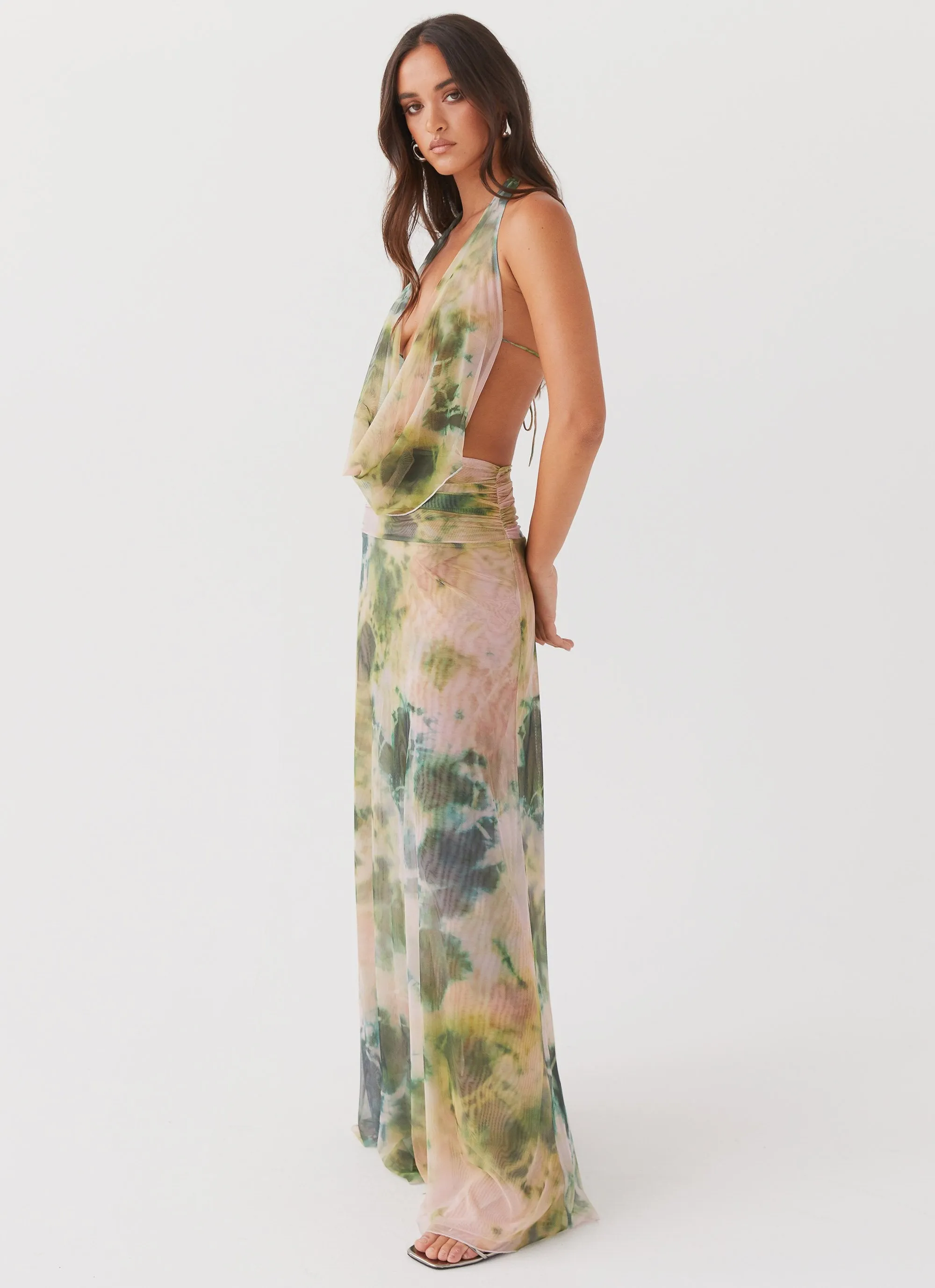 Elysia Mesh Maxi Dress - Rainforest Premium Finish Winter Collection