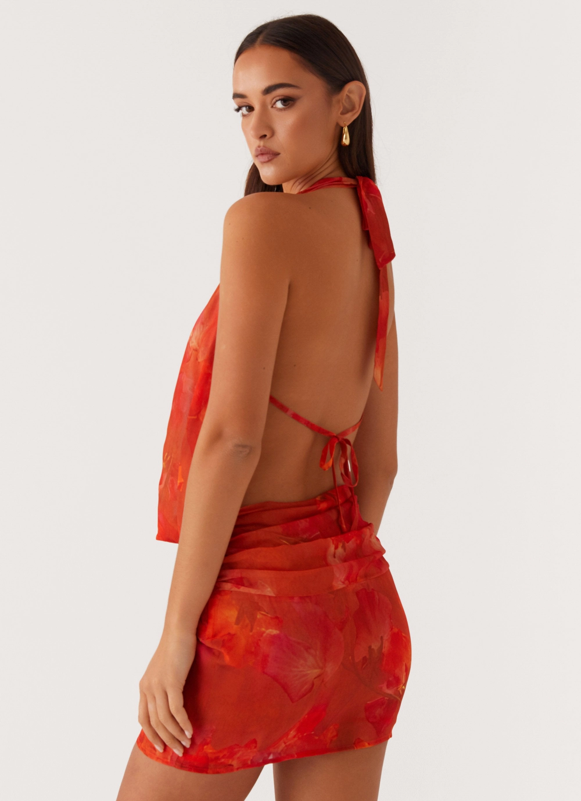 Elysia Chiffon Mini Dress - Amber Full Coverage Modest Light