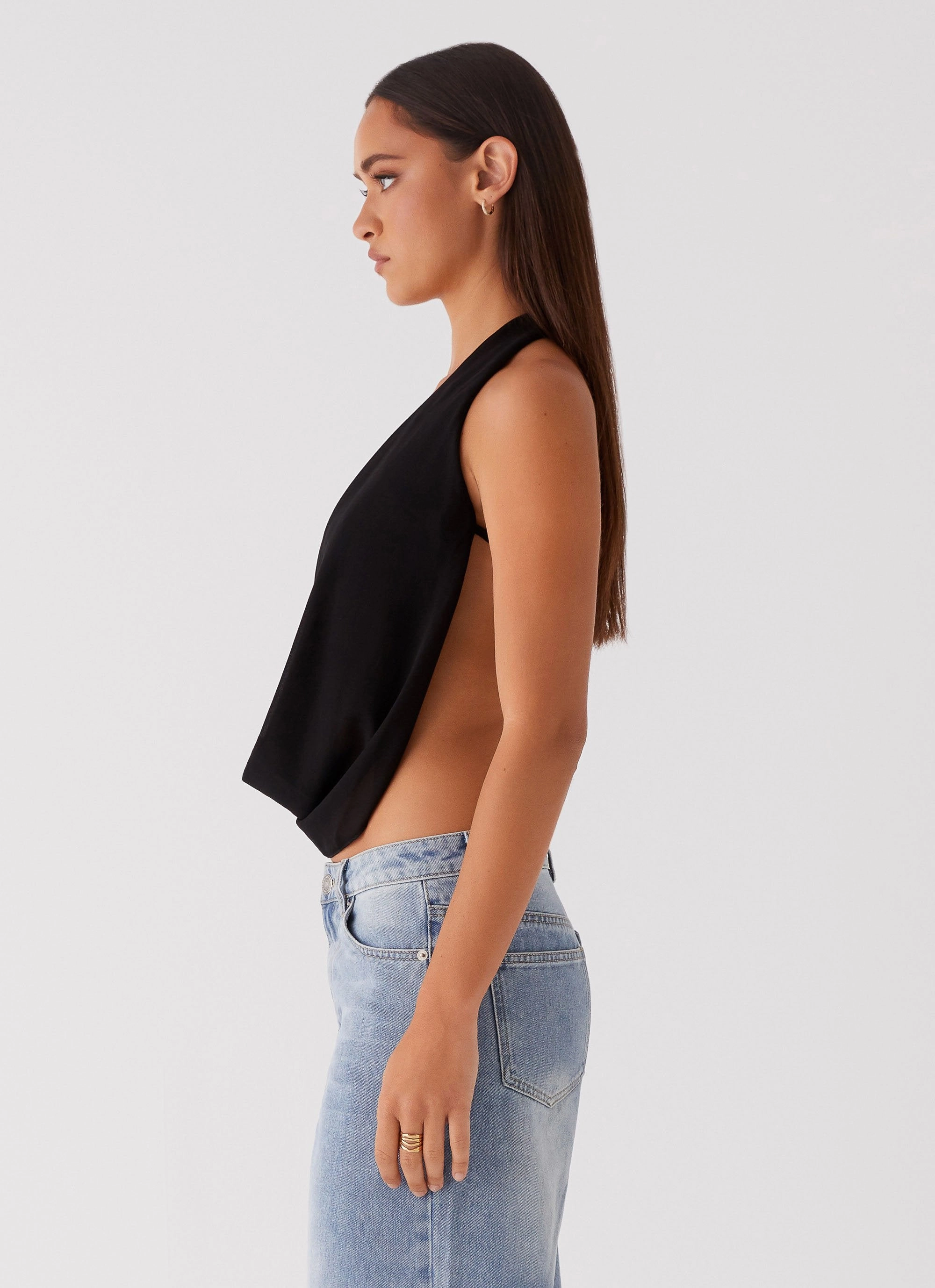 Elysia Chiffon Top - Black Recycled Material Blend