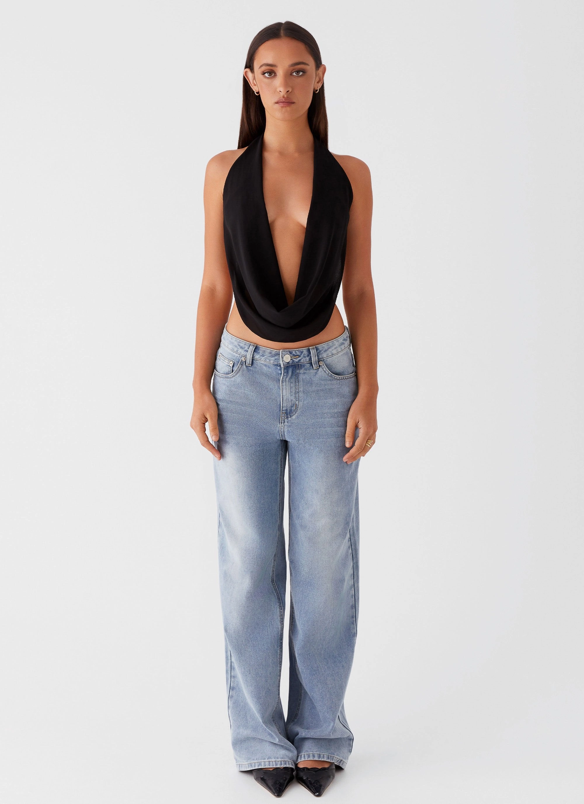 Elysia Chiffon Top - Black 3D Spacer Fabric