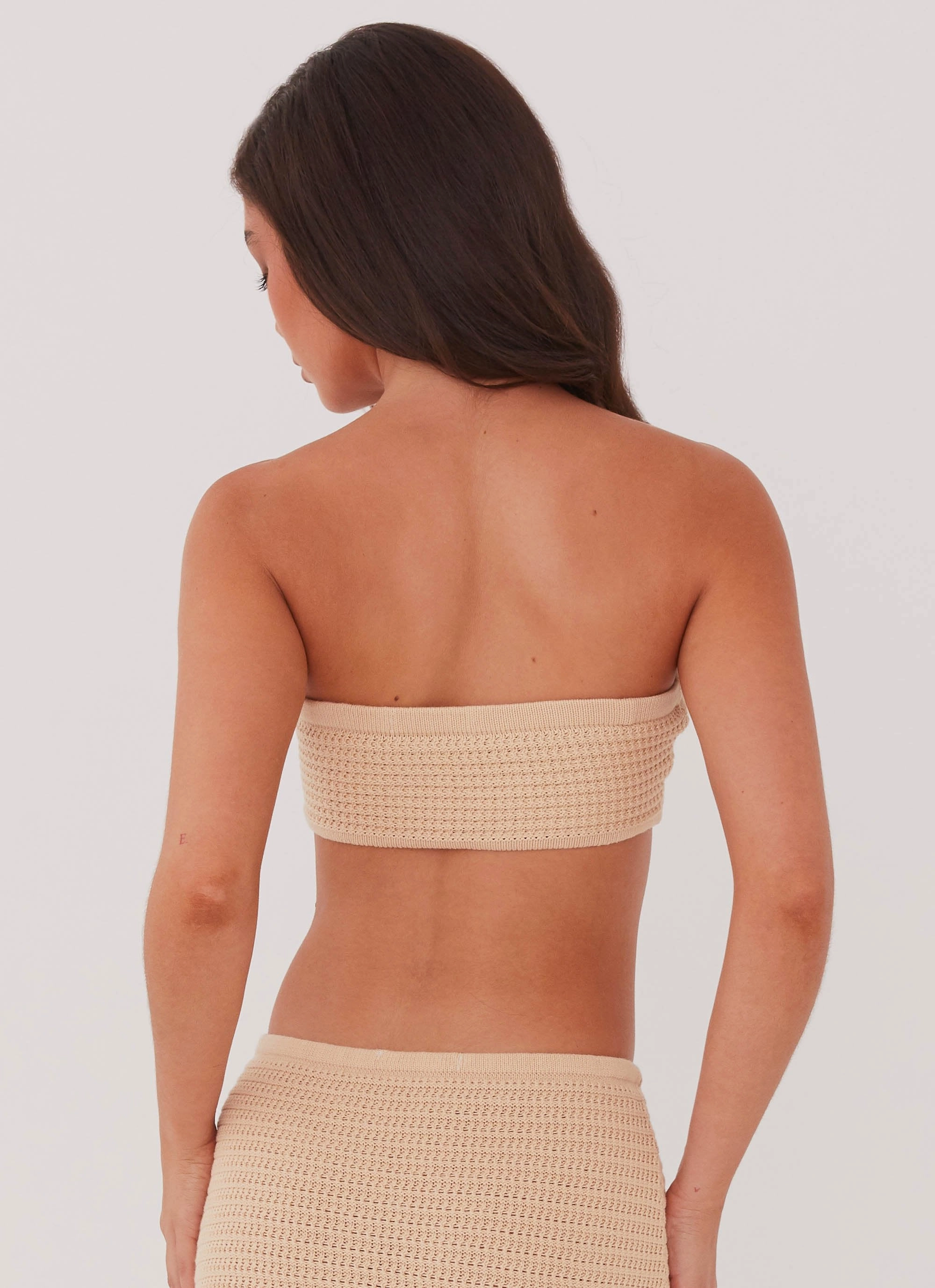 Emaline Knit Bandeau Top - Beige Stay Active Gripper Waistband