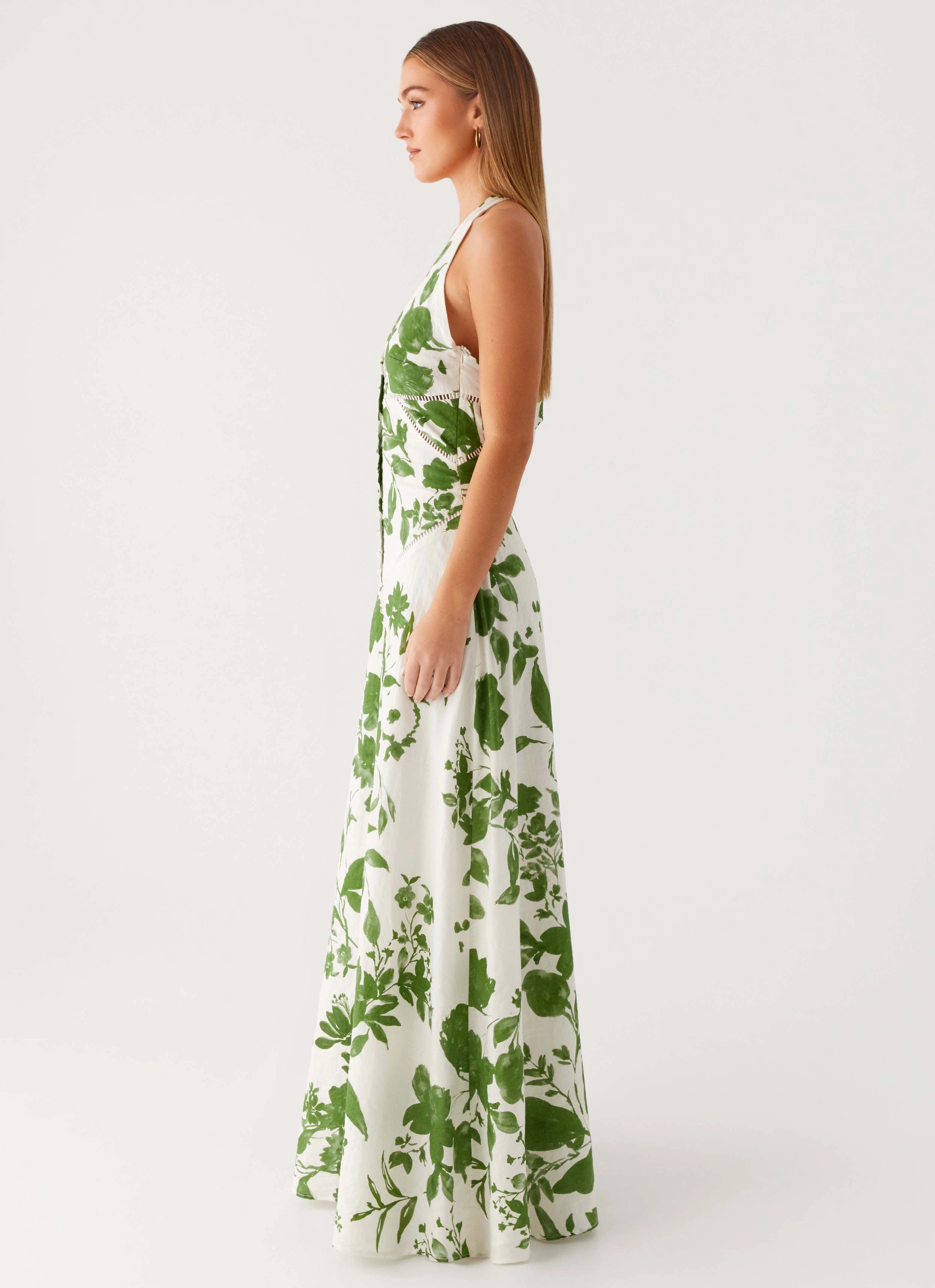 Chill Moment Slimming Shape Ember Valley Maxi Dress - Verdant Bloom