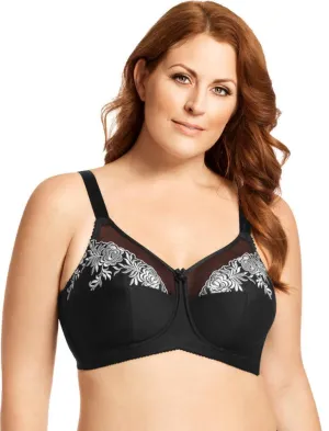 Embroidered Microfiber Soft cup ELILA BRA Black & Silver Style: 1301