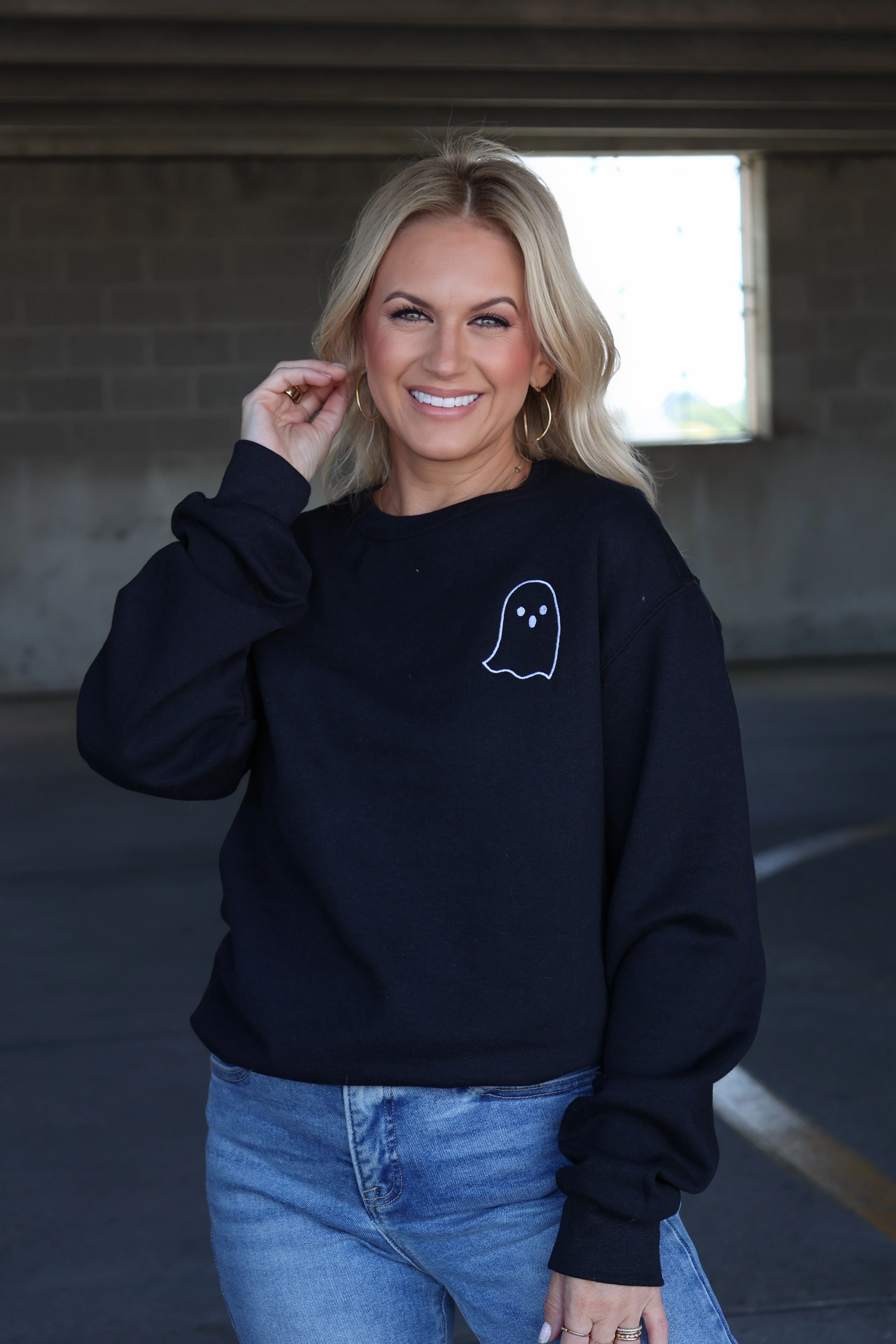 Embroidered Ghost Sweatshirt Colorfast Dye Method