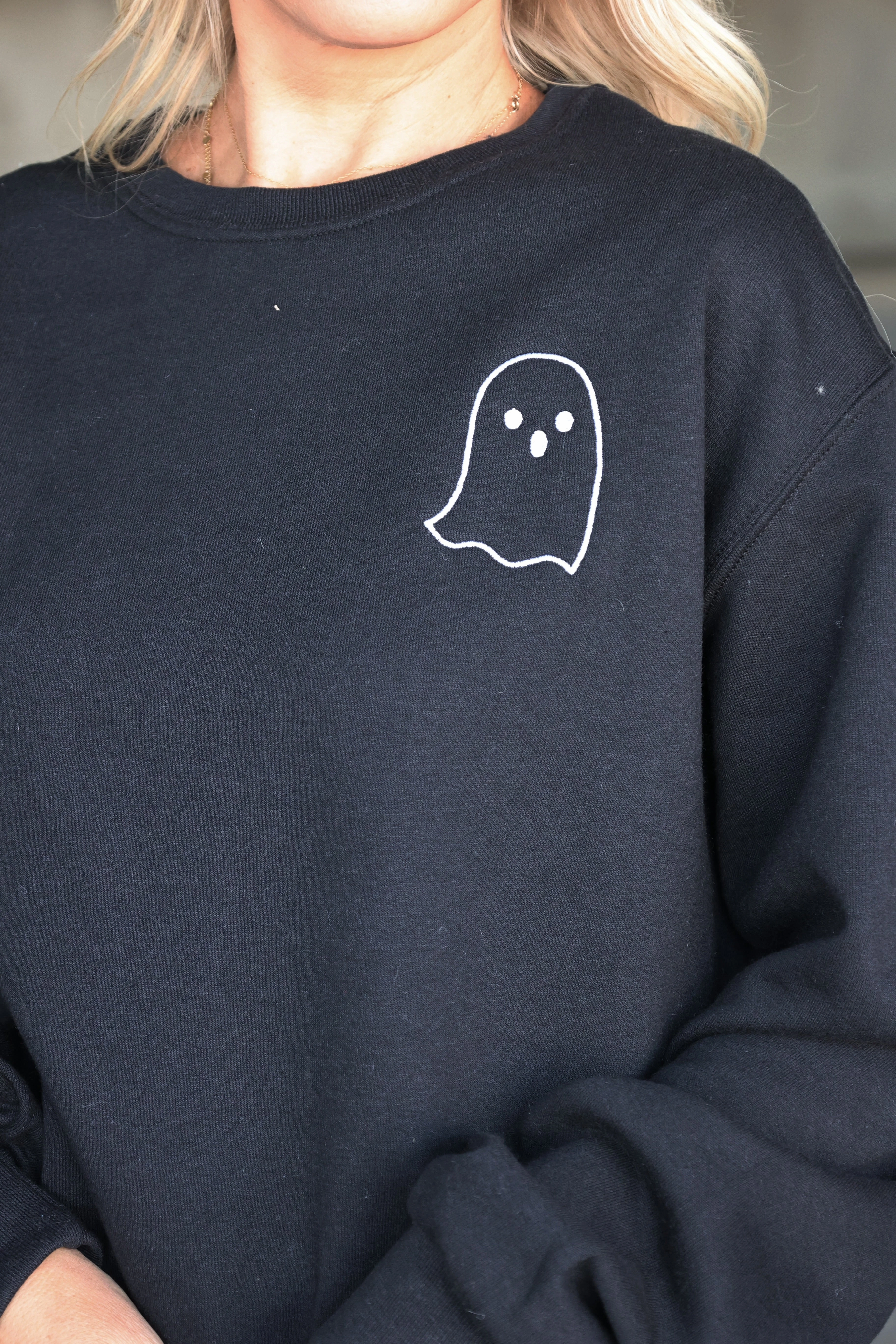 Anti Microbial Lining Stretchable Neckline Embroidered Ghost Sweatshirt