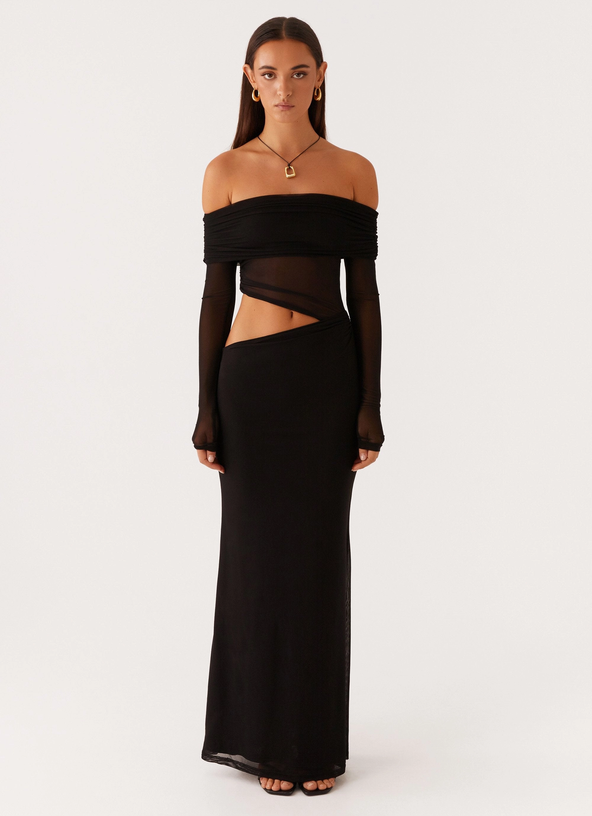 Dual Tones Emery Maxi Dress - Black