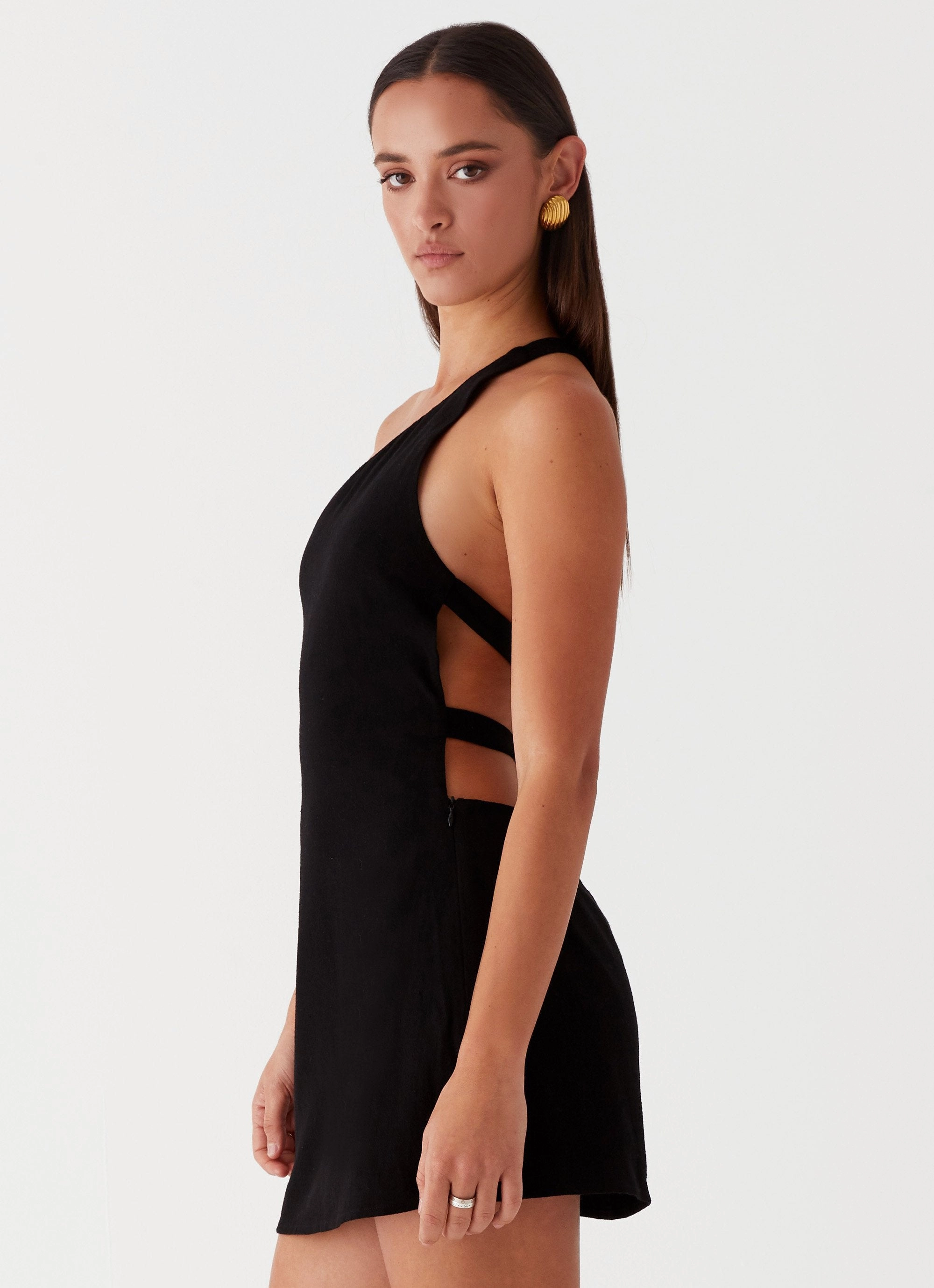 Smart Tones Understated Glam Emilee Tie Back Mini Dress - Black