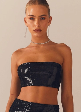 Emma Sequin Bustier - Black SustainableBlend Emma Sequin Bustier - Black Fitted Blouse