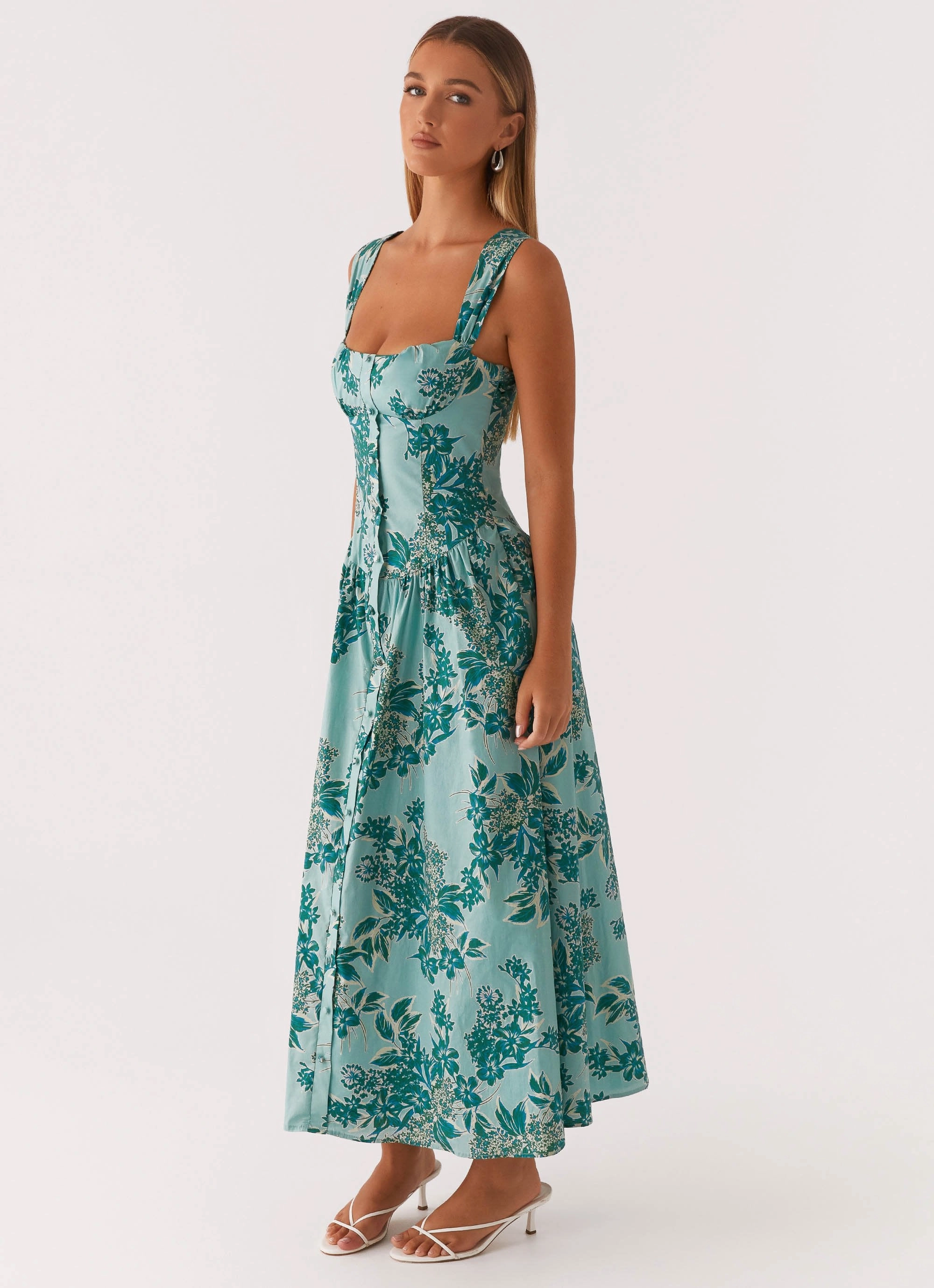 Emmalina Midi Dress - Cloud Nine Floral Mature Glam