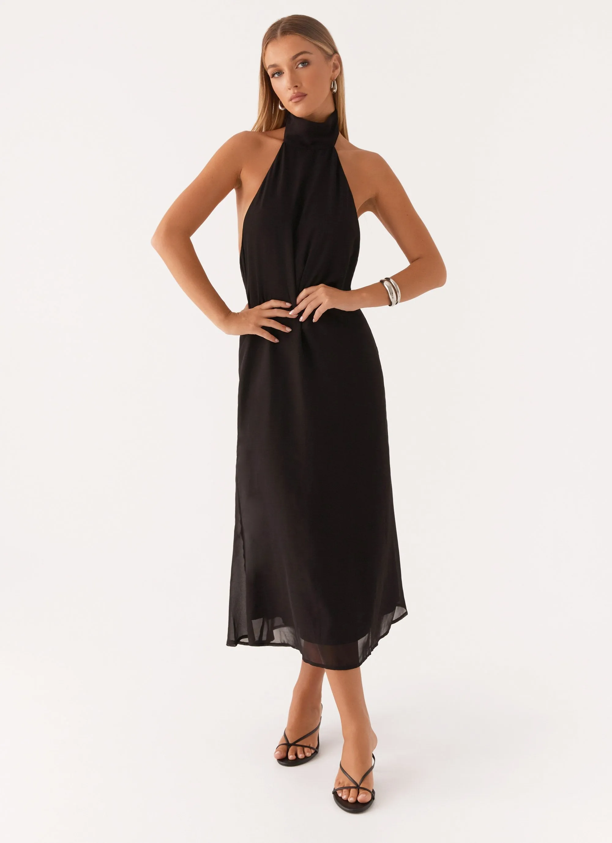 Picnic Outfit Multipocket Style Emmalyn Midi Dress - Black